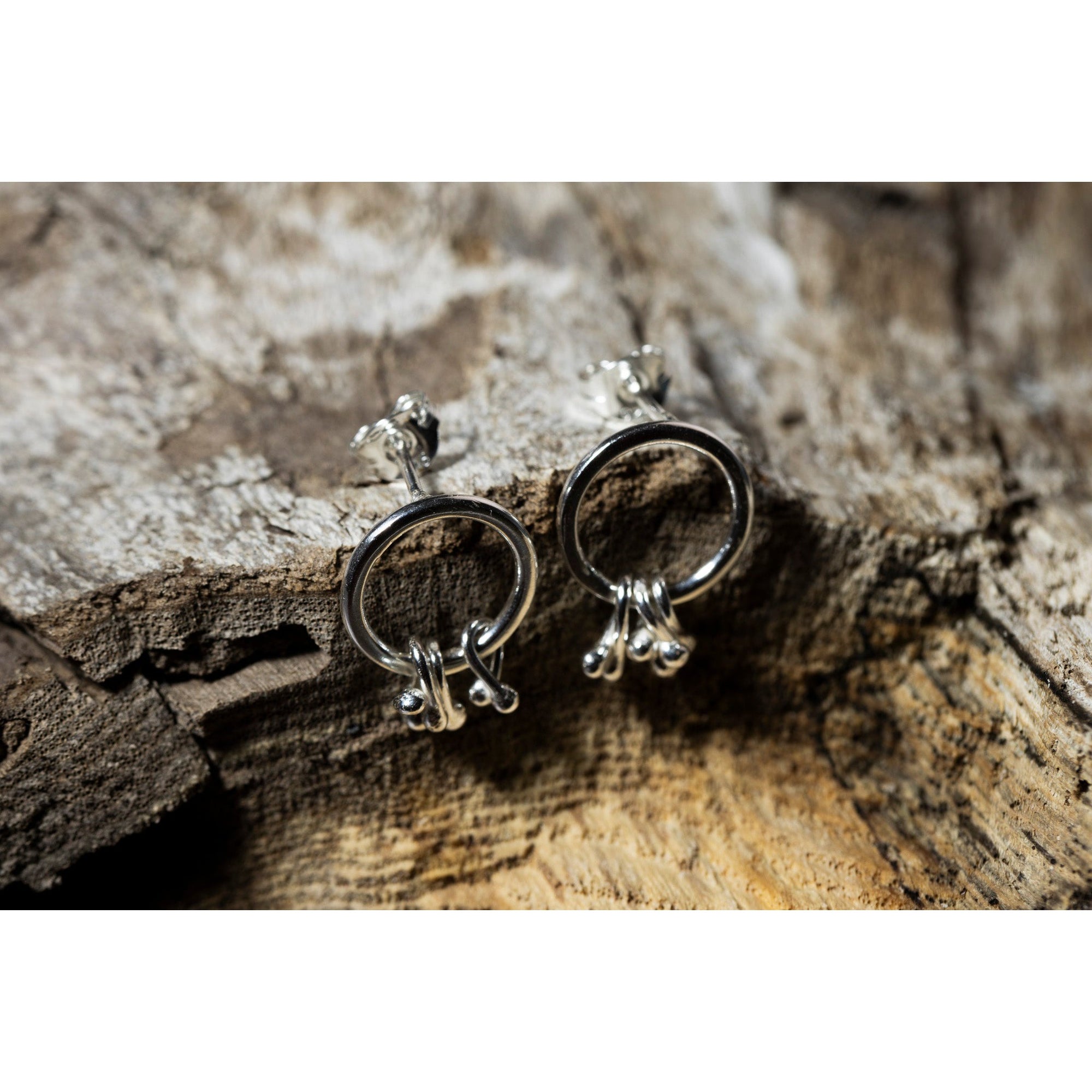 SA Ea159 Silver hoop stud earrings' by Sandra Austin jewellery, available at Padstow Gallery, Cornwall