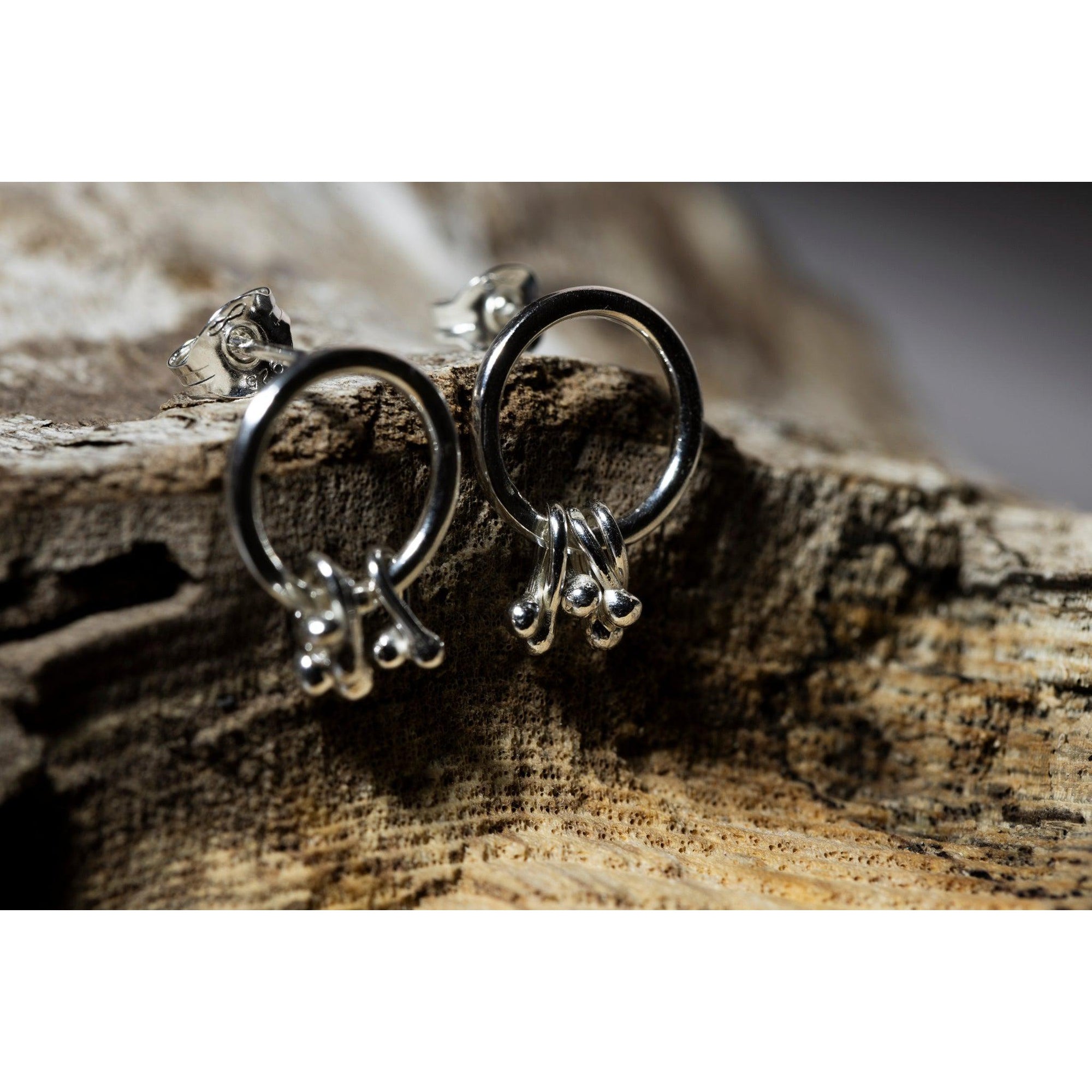 SA Ea159 Silver hoop stud earrings' by Sandra Austin jewellery, available at Padstow Gallery, Cornwall