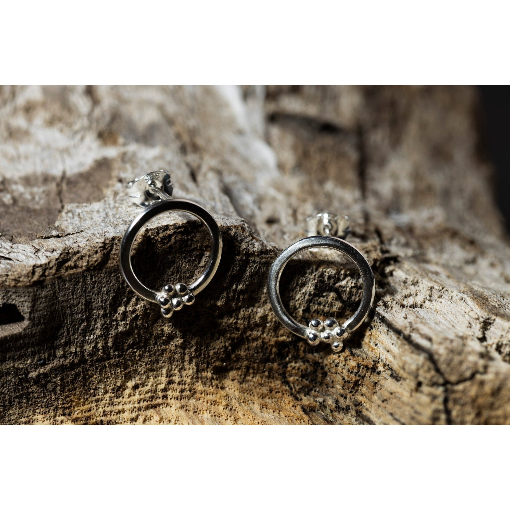 SA Ea134 Silver hoop stud earrings' by Sandra Austin jewellery, available at Padstow Gallery, Cornwall