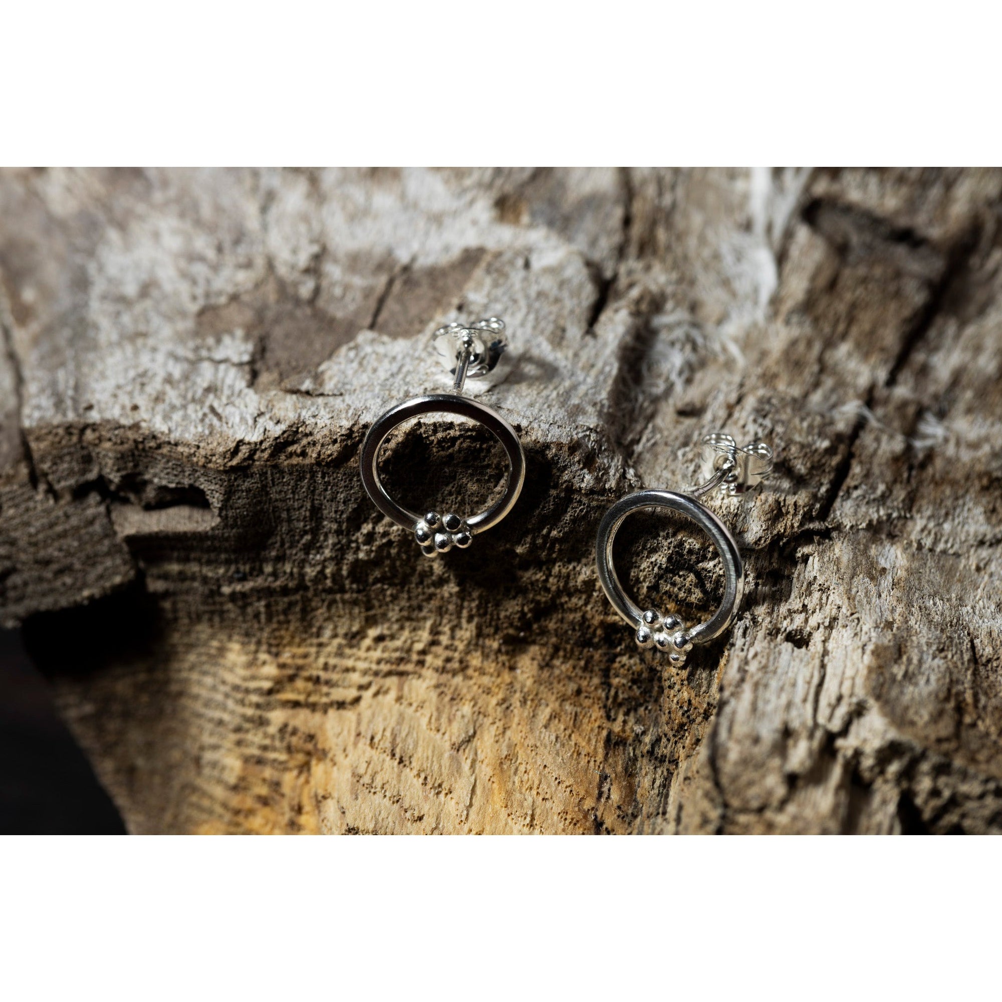 SA Ea134 Silver hoop stud earrings' by Sandra Austin jewellery, available at Padstow Gallery, Cornwall