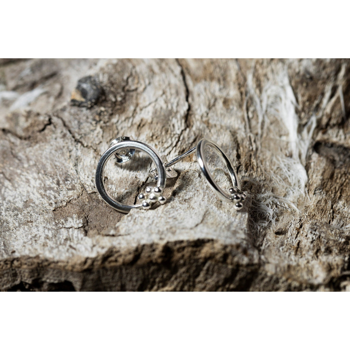 SA Ea134 Silver hoop stud earrings&#39; by Sandra Austin jewellery, available at Padstow Gallery, Cornwall