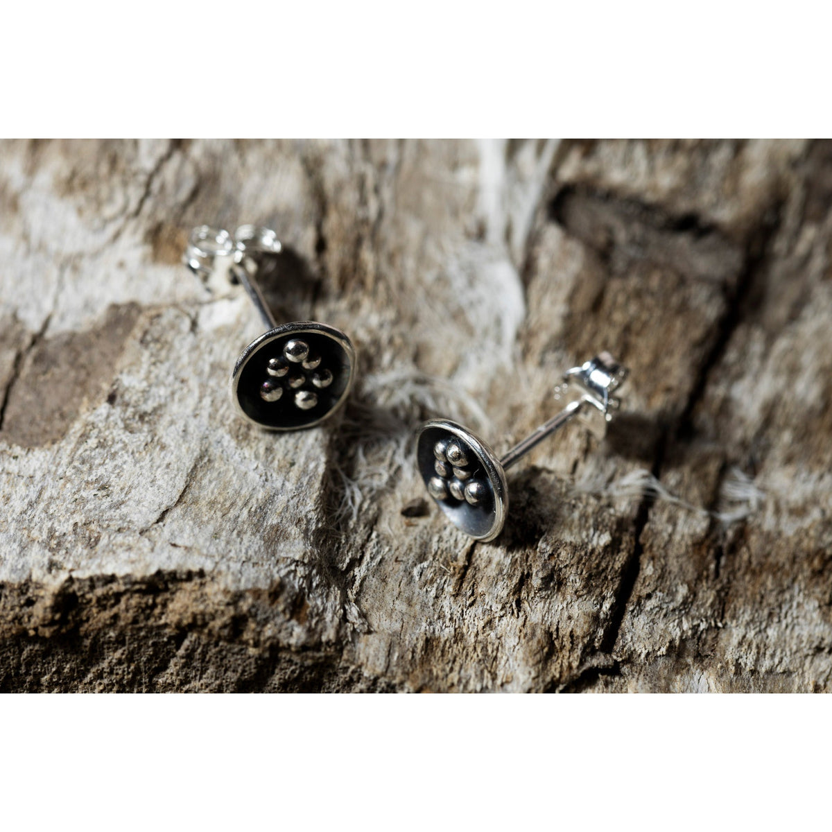 SA Ea154 Silver domed stud earrings&#39; by Sandra Austin jewellery, available at Padstow Gallery, Cornwall