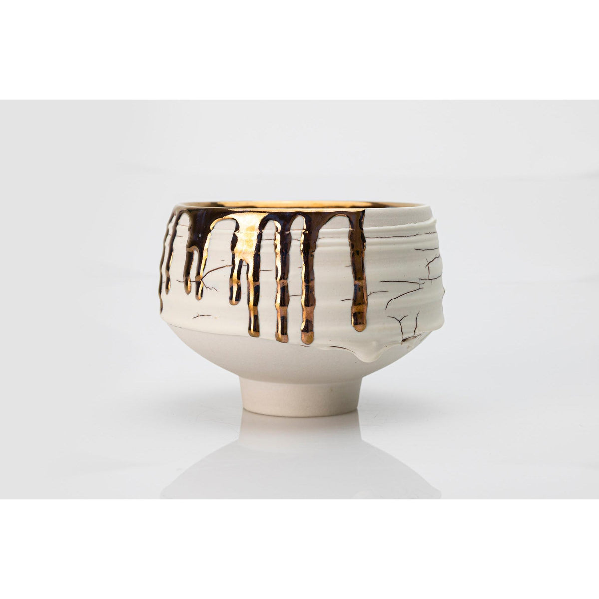 AMC187 Crackle Textured vessel with Copper Lustre Interior by Alex McCarthy available at Padstow Gallery, Cornwall