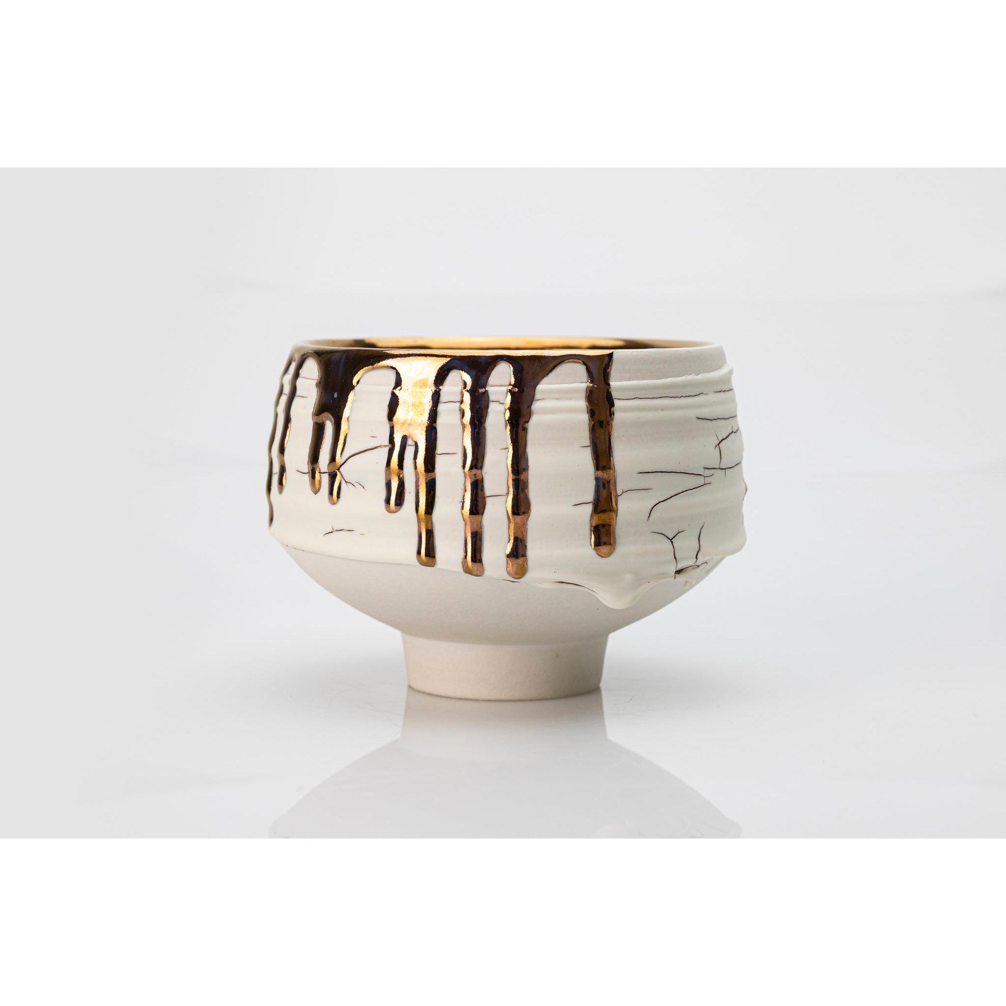 AMC187 Crackle Textured vessel with Copper Lustre Interior by Alex McCarthy available at Padstow Gallery, Cornwall