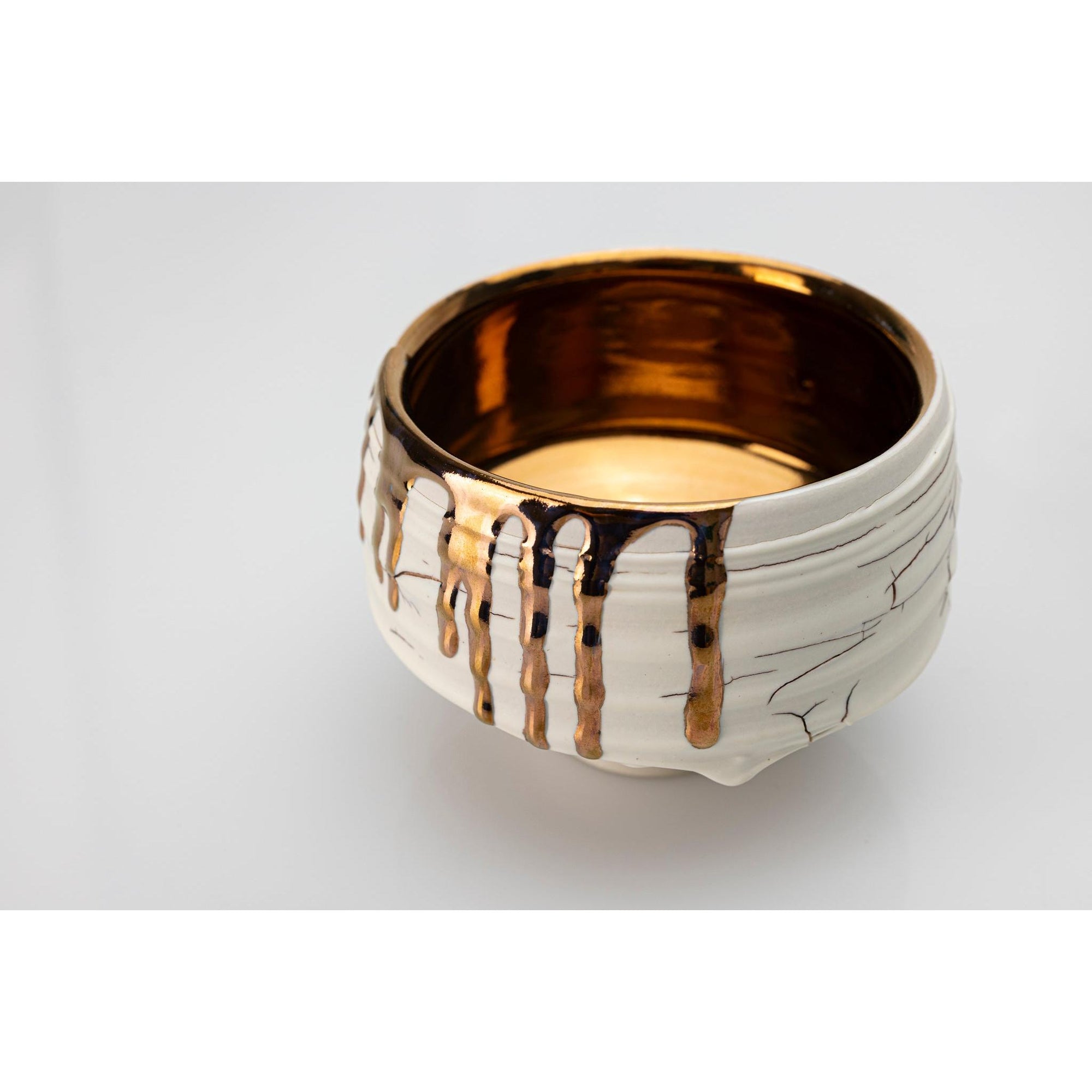 AMC187 Crackle Textured vessel with Copper Lustre Interior by Alex McCarthy available at Padstow Gallery, Cornwall