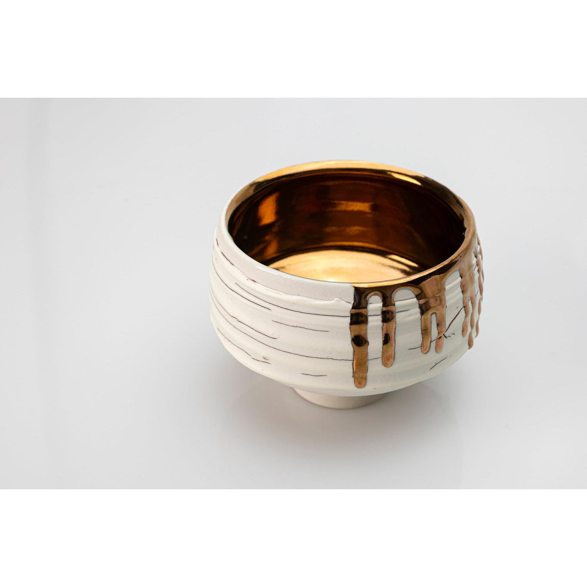 AMC187 Crackle Textured vessel with Copper Lustre Interior by Alex McCarthy available at Padstow Gallery, Cornwall