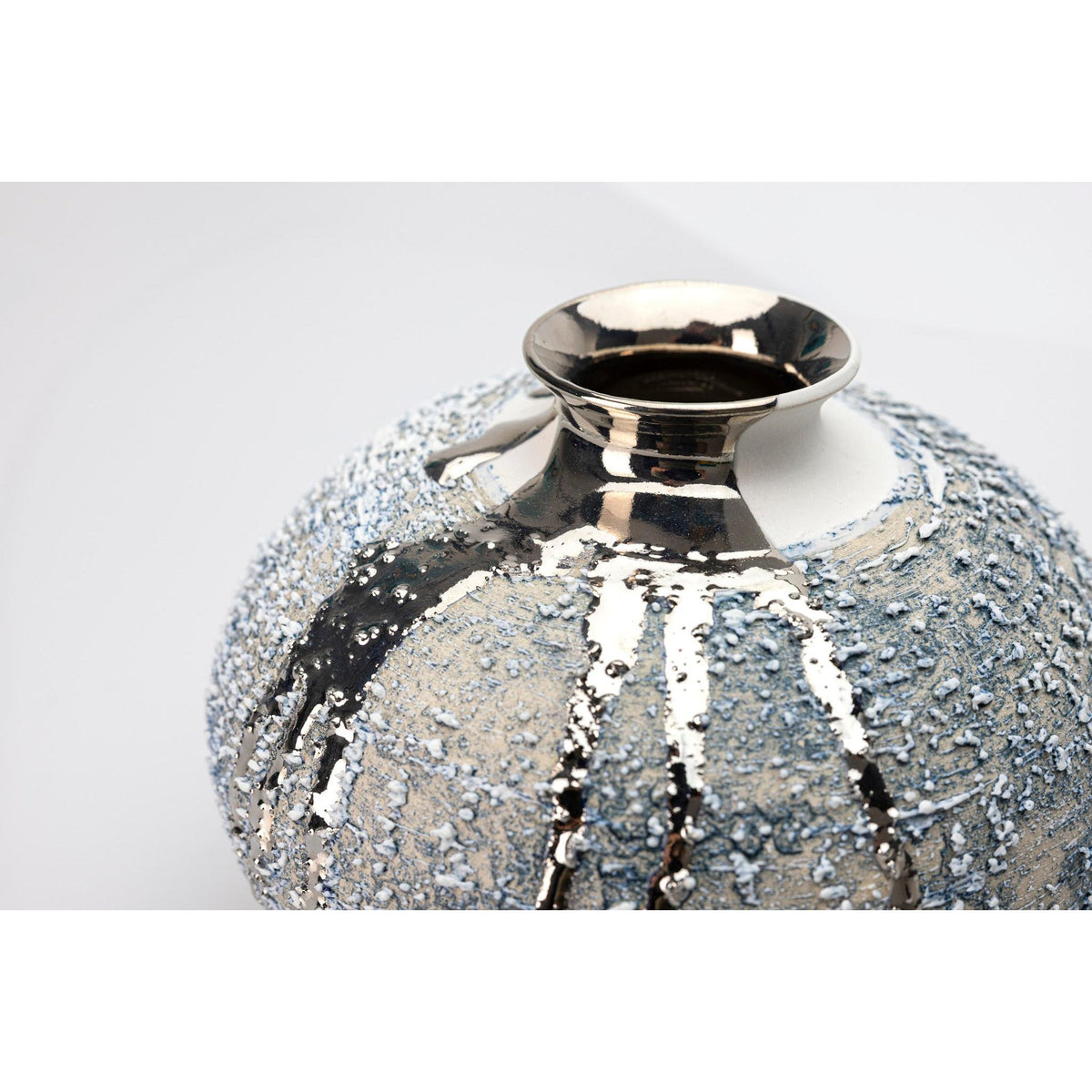 AMC192 Zephyr Textured vase with Platinum Lustre by Alex McCarthy available at Padstow Gallery, Cornwall