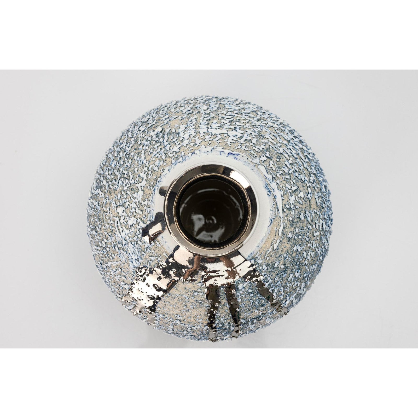 AMC192 Zephyr Textured vase with Platinum Lustre by Alex McCarthy available at Padstow Gallery, Cornwall
