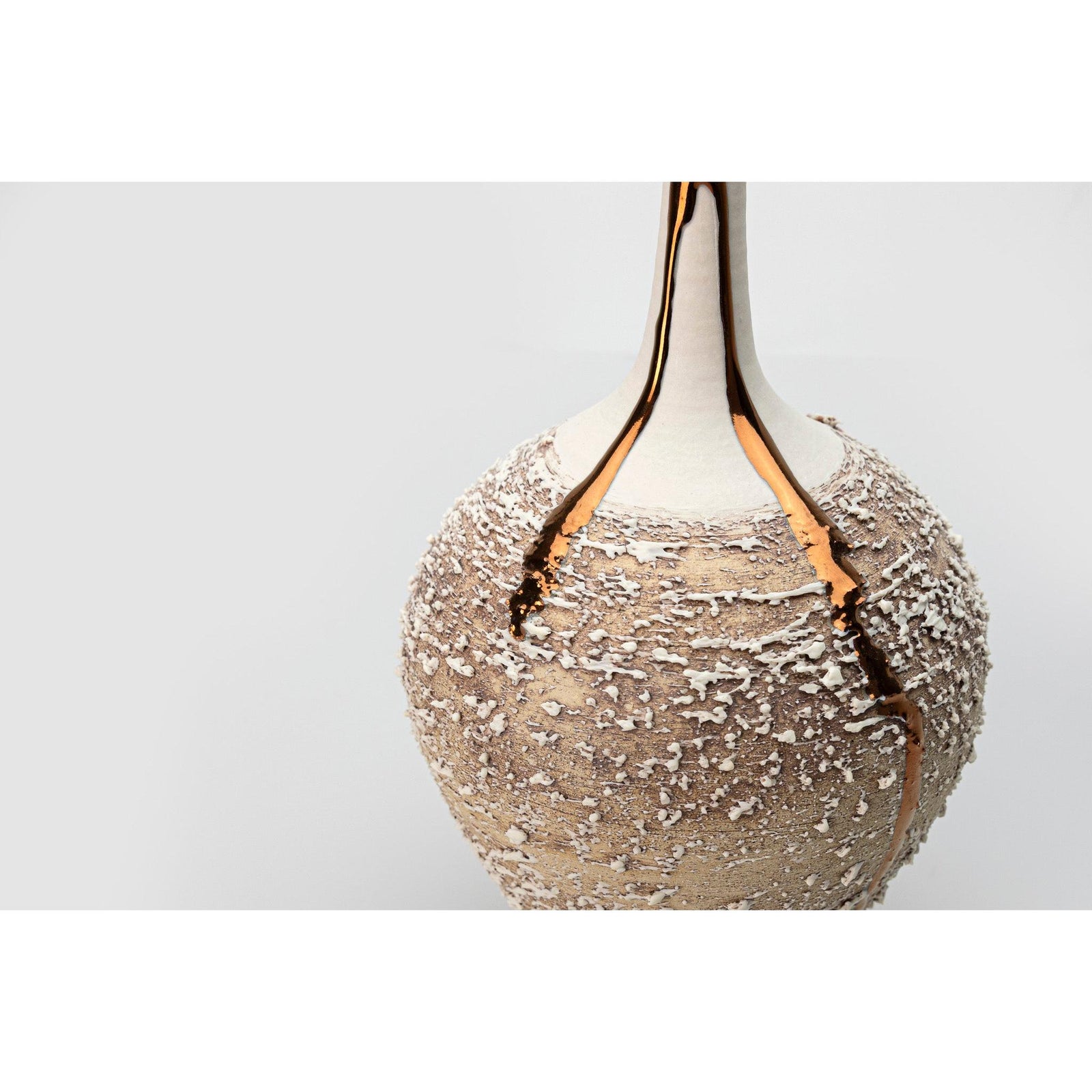 AMC190 Terra Long Neck Vase with Copper Lustre by Alex McCarthy available at Padstow Gallery, Cornwall