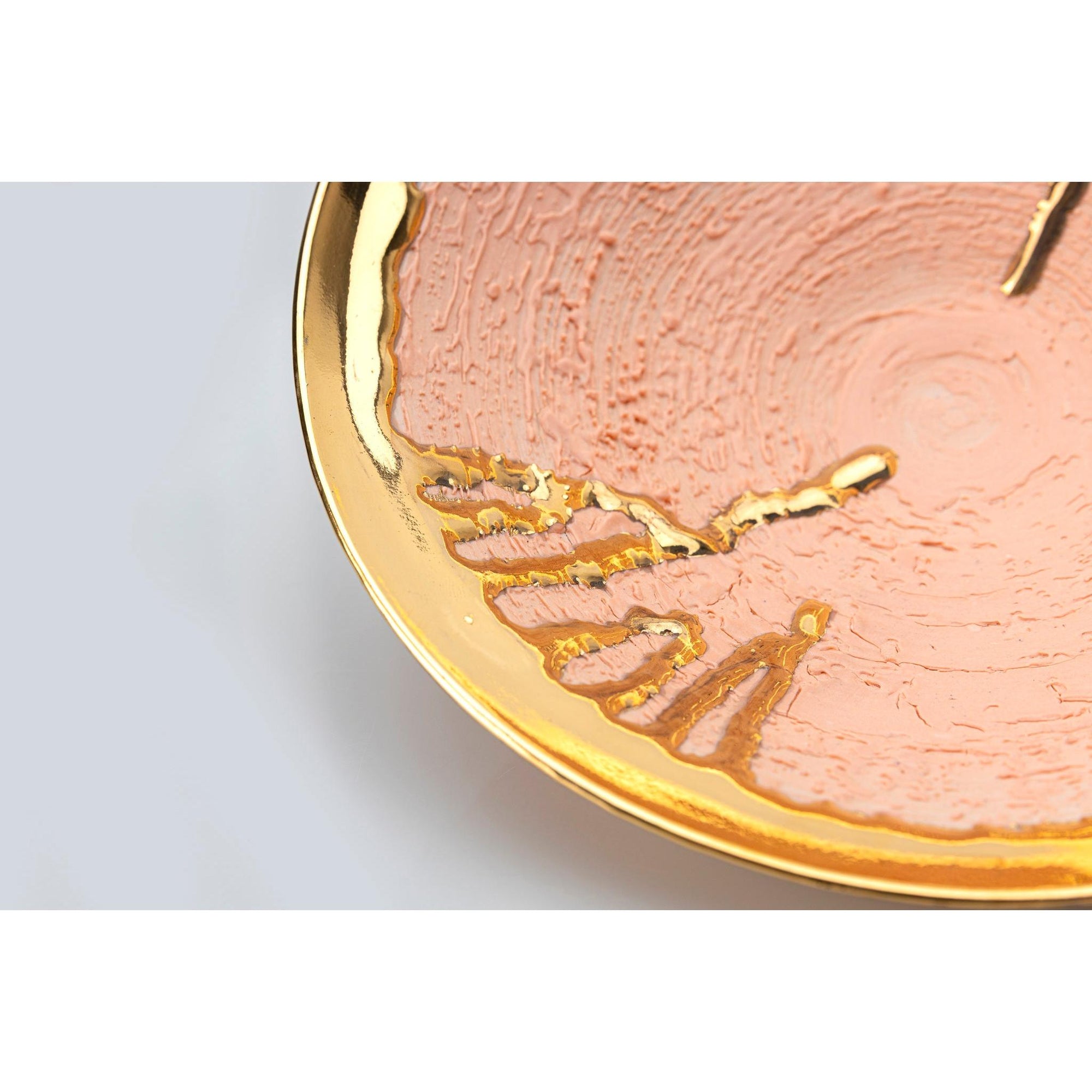 AMC208 Peach Fuzz Textured dish with Gold Lustre by Alex McCarthy available at Padstow Gallery, Cornwall