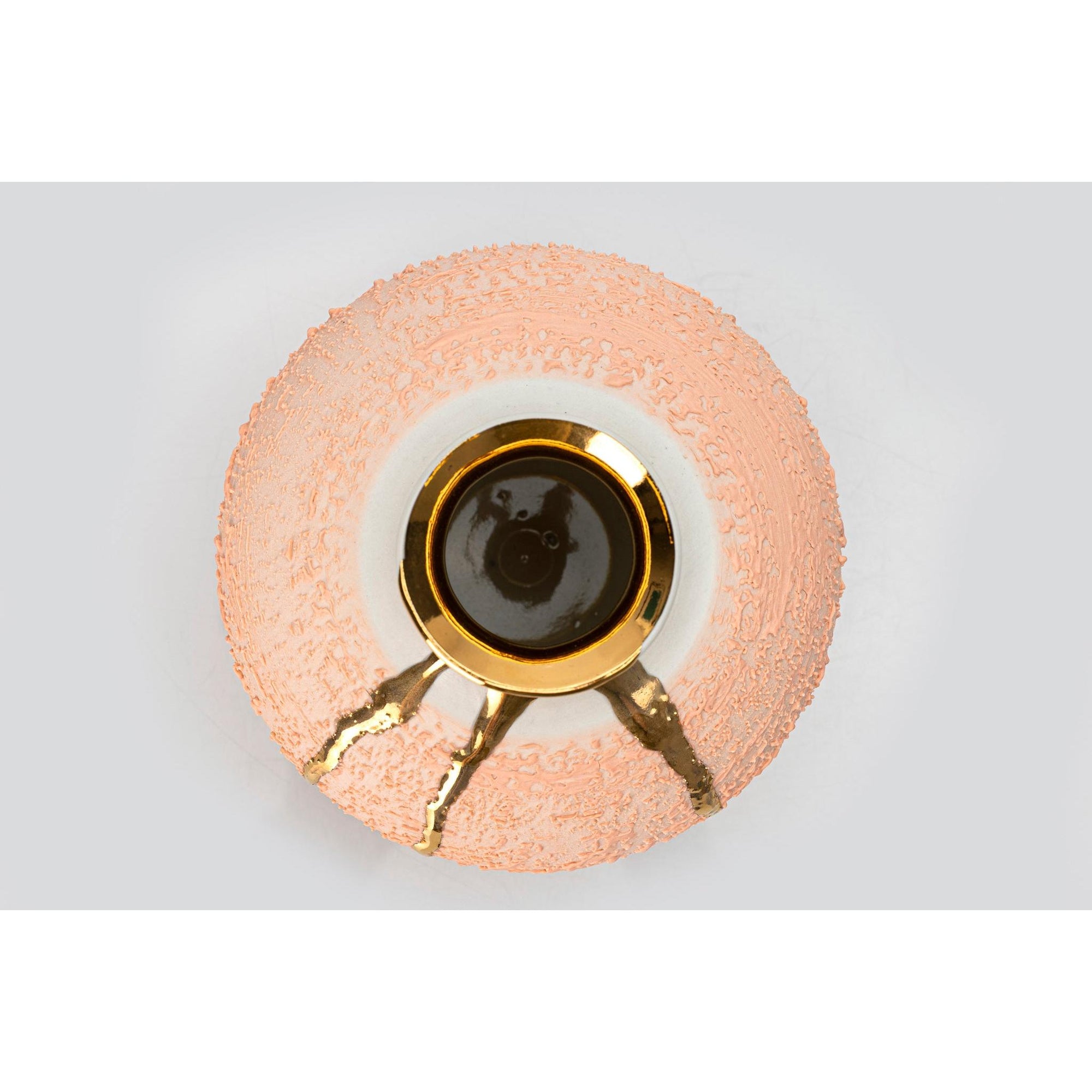 AMC209 Peach Fuzz Textured vase with Gold Lustre by Alex McCarthy available at Padstow Gallery, Cornwall