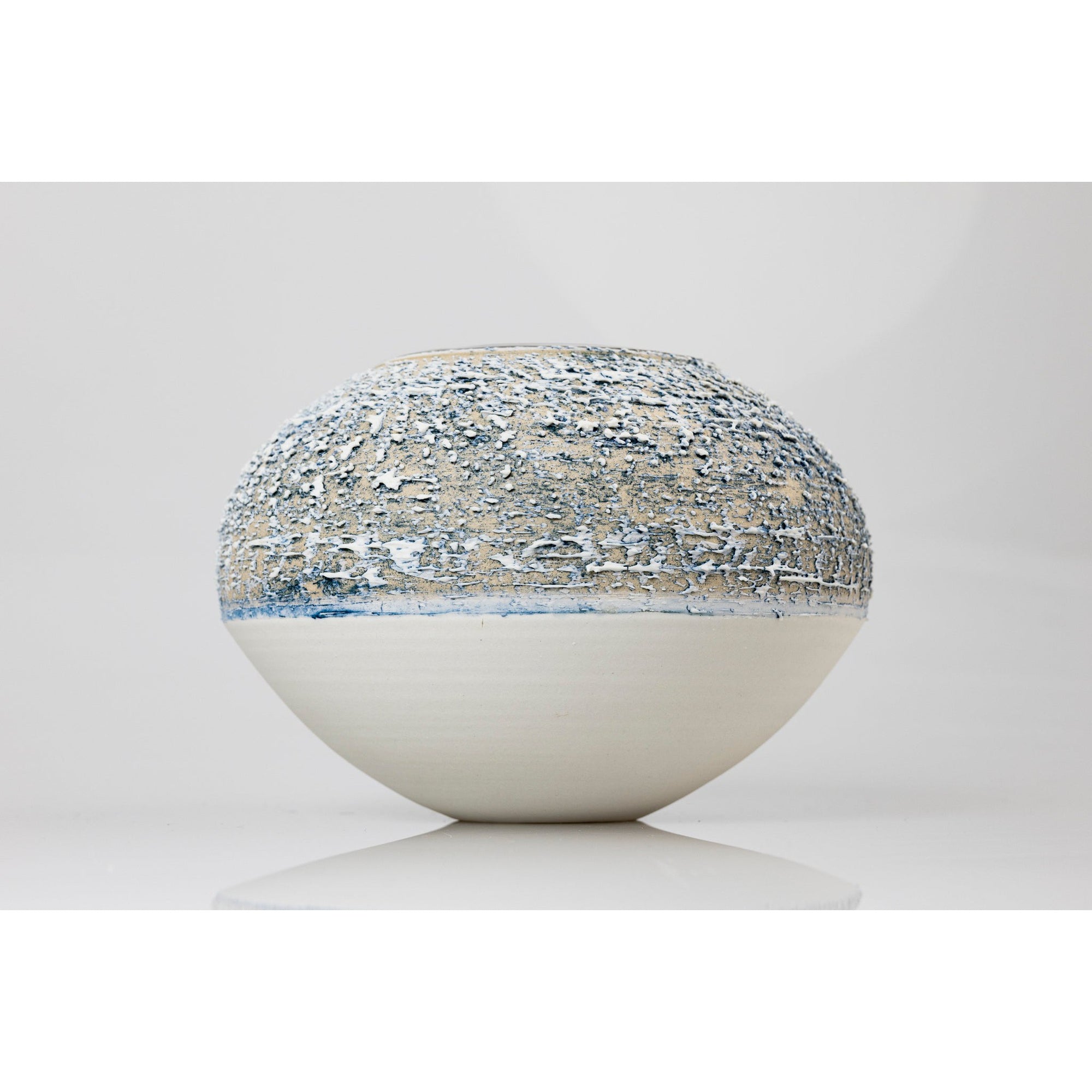 AMC178 Zephyr Textured Orb with Platinum Lustre by Alex McCarthy, available at Padstow Gallery, Cornwall