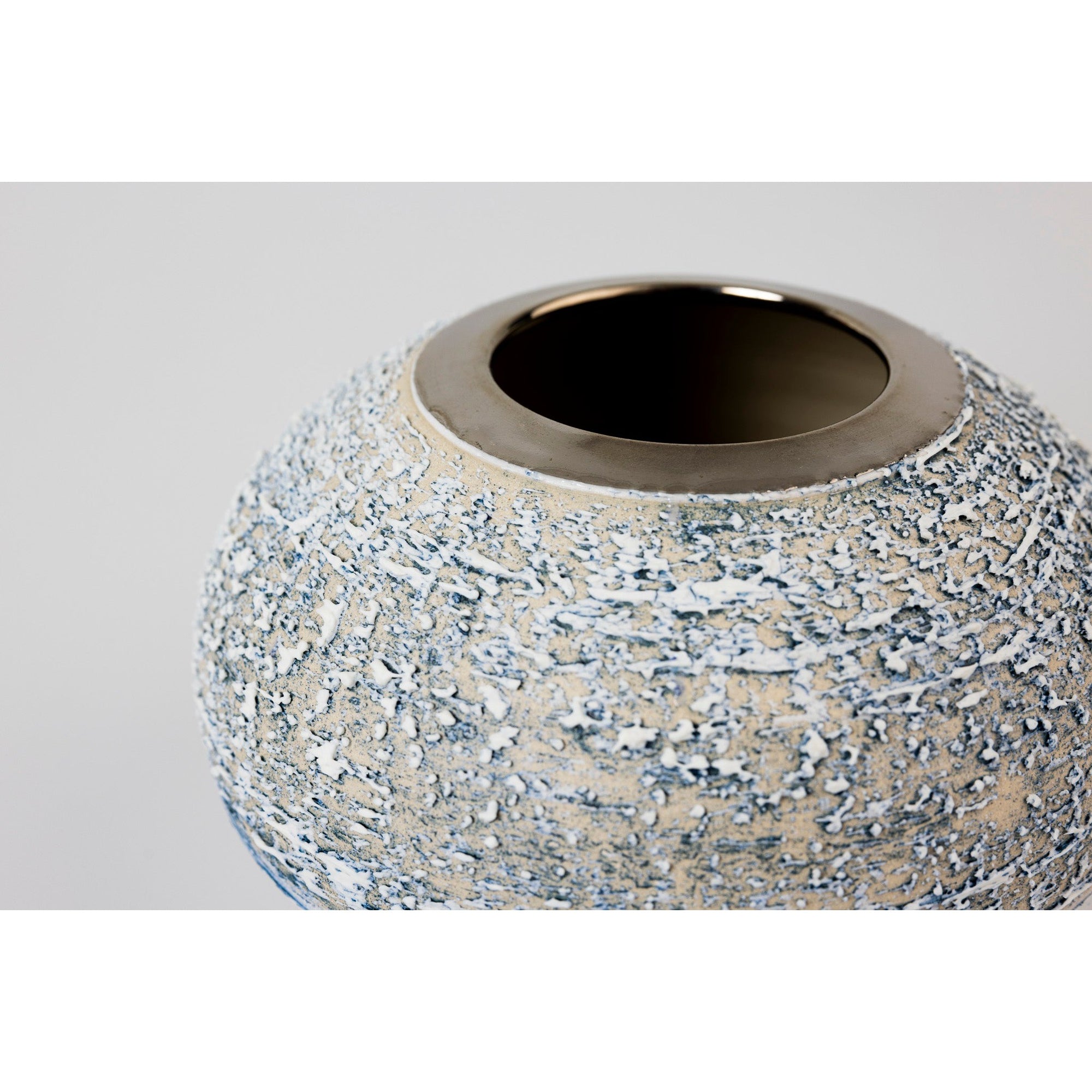 AMC178 Zephyr Textured Orb with Platinum Lustre by Alex McCarthy, available at Padstow Gallery, Cornwall