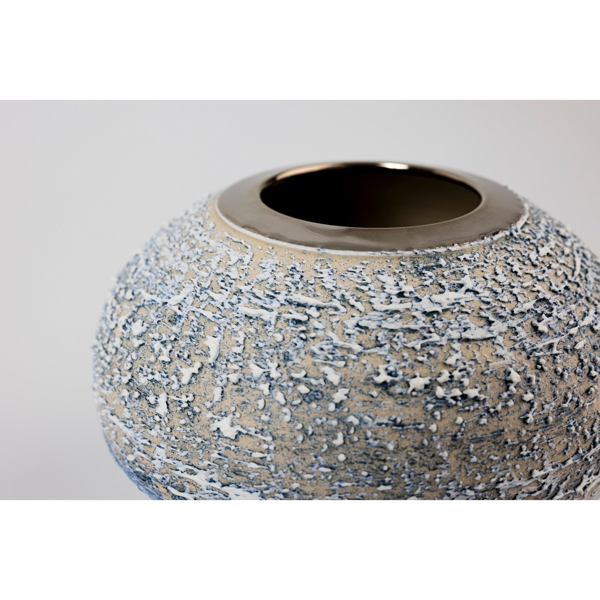 AMC178 Zephyr Textured Orb with Platinum Lustre by Alex McCarthy, available at Padstow Gallery, Cornwall