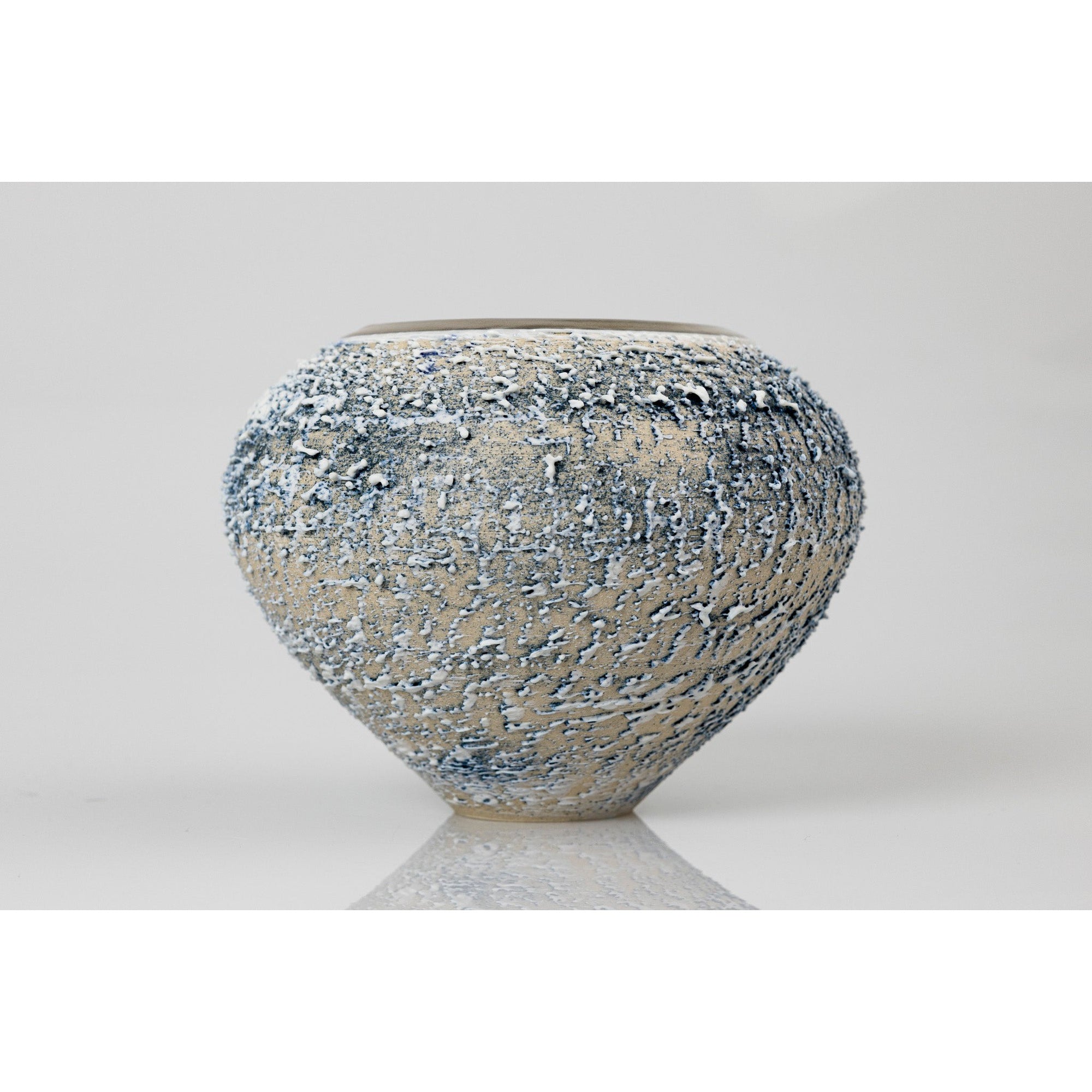 AMC179 Zephyr Textured Orb with Platinum Lustre by Alex McCarthy, available at Padstow Gallery, Cornwall