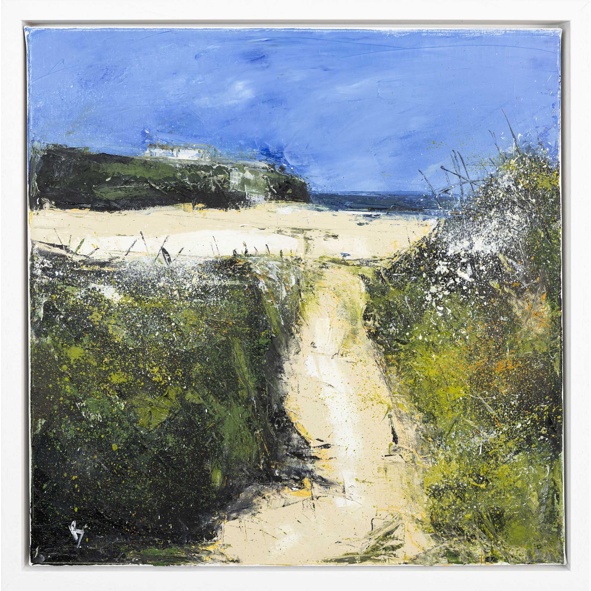 Porthcothan Beach an oil original by Ian Rawnsley, available at Padstow Glalery, Cornwall