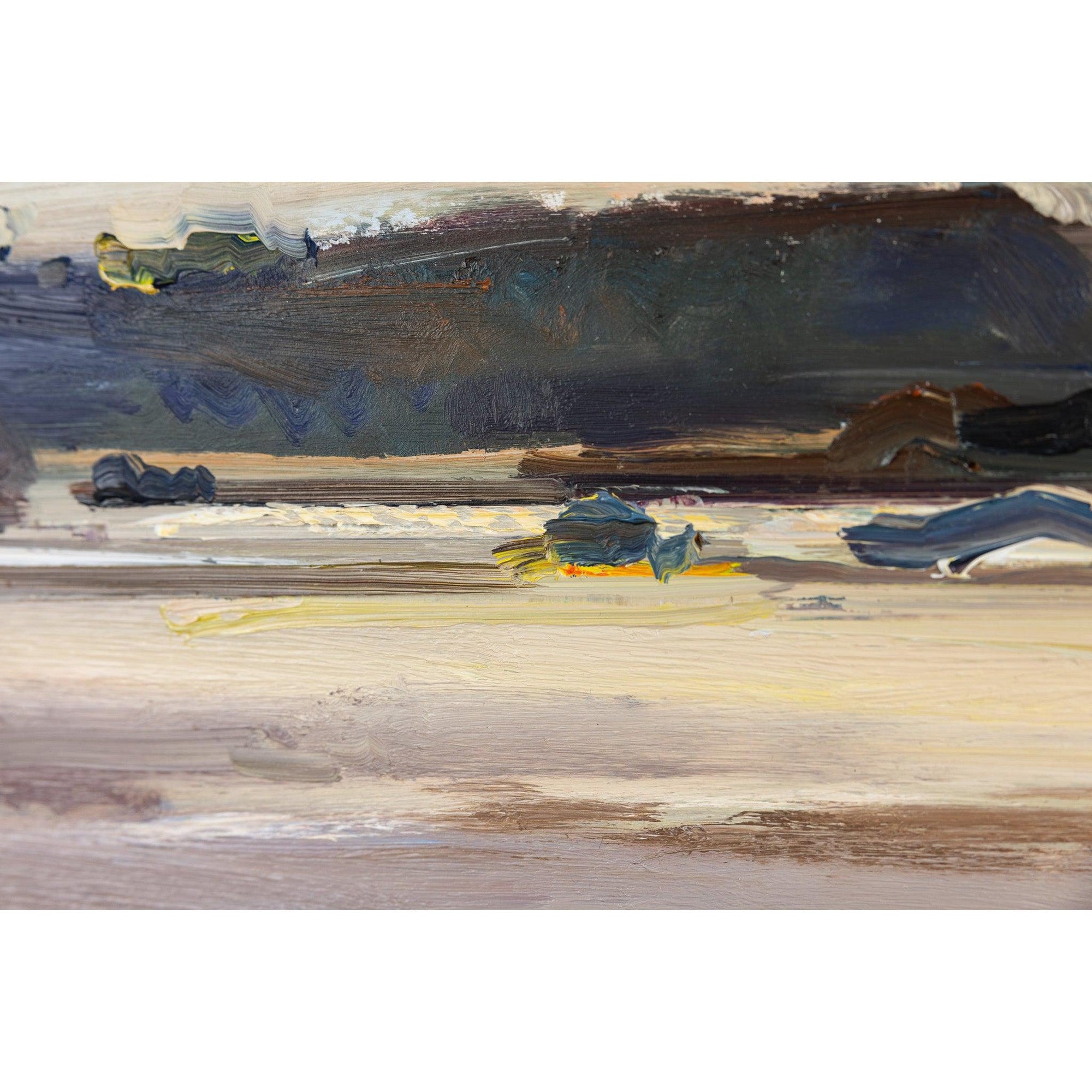 'Sunset, Trevone Beach' oil on board original by David Atkins, available at Padstow Gallery, Cornwall