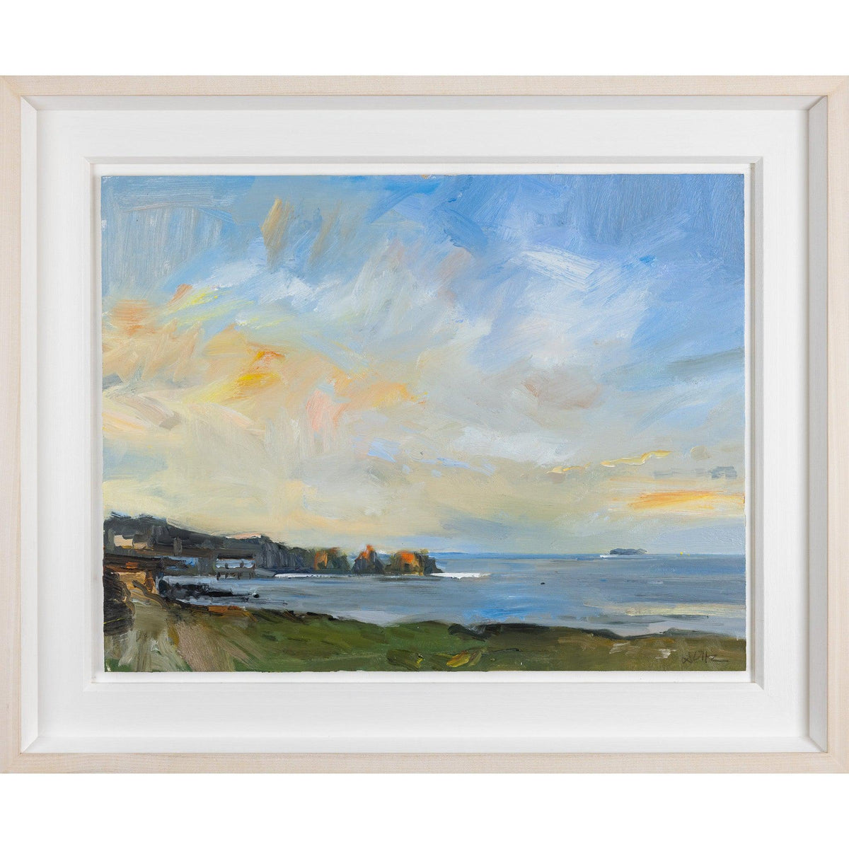 &#39;Sunset, Mother Ivey&#39;s Bay&#39; oil on board original by David Atkins, available at Padstow Gallery, Cornwall