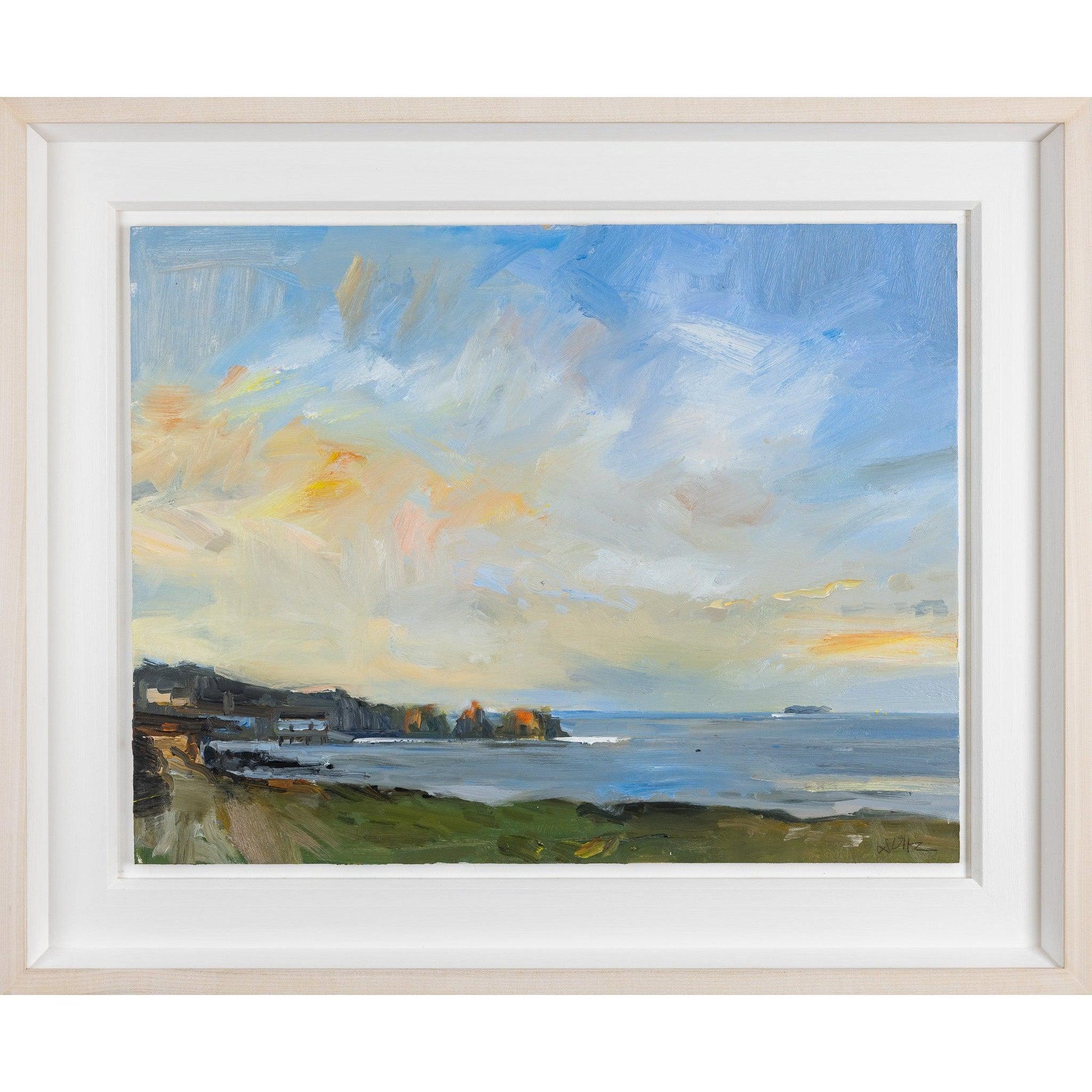 'Sunset, Mother Ivey's Bay' oil on board original by David Atkins, available at Padstow Gallery, Cornwall