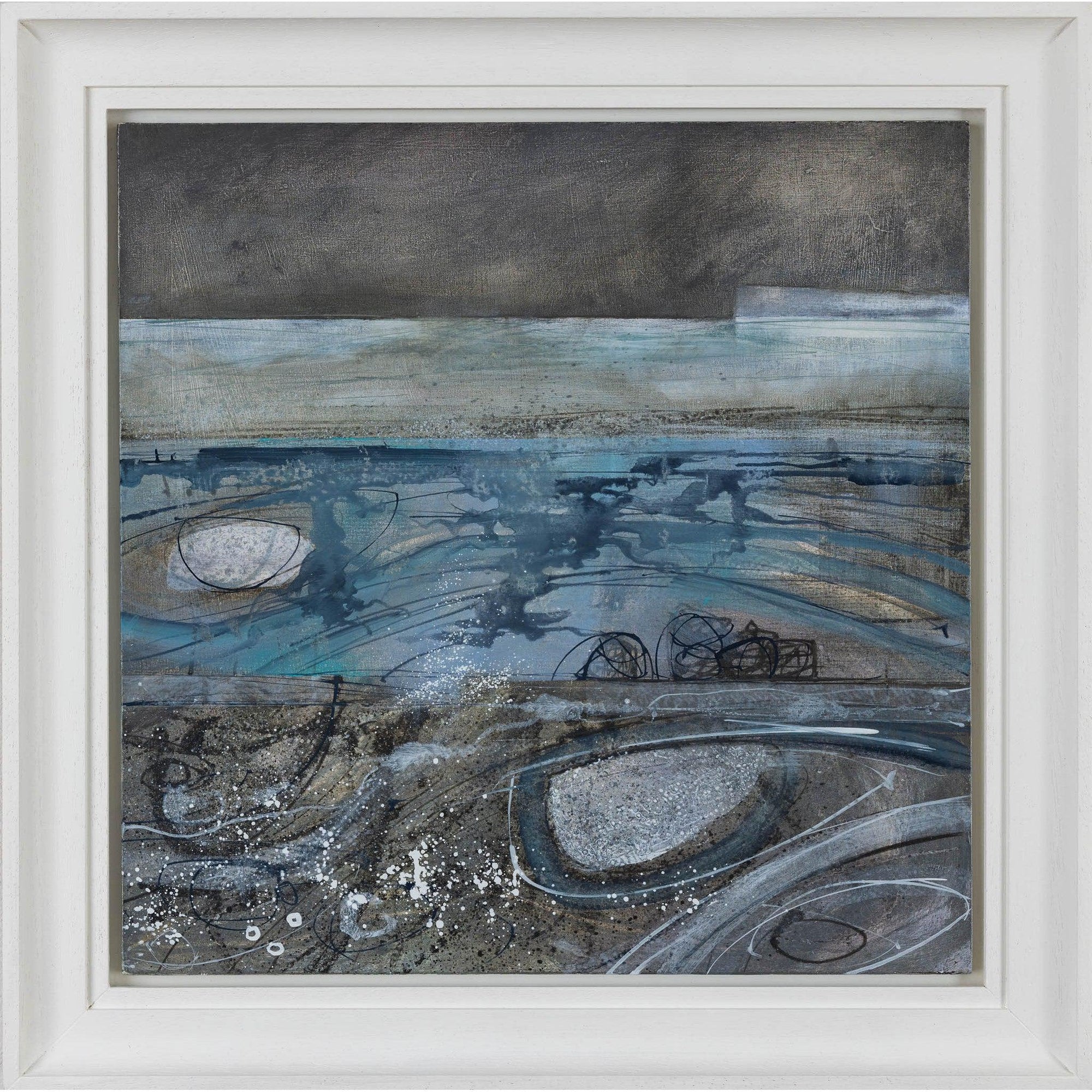 ‘On a dark beach' oil on board by Ruth Taylor, available at Padstow Gallery, Cornwall