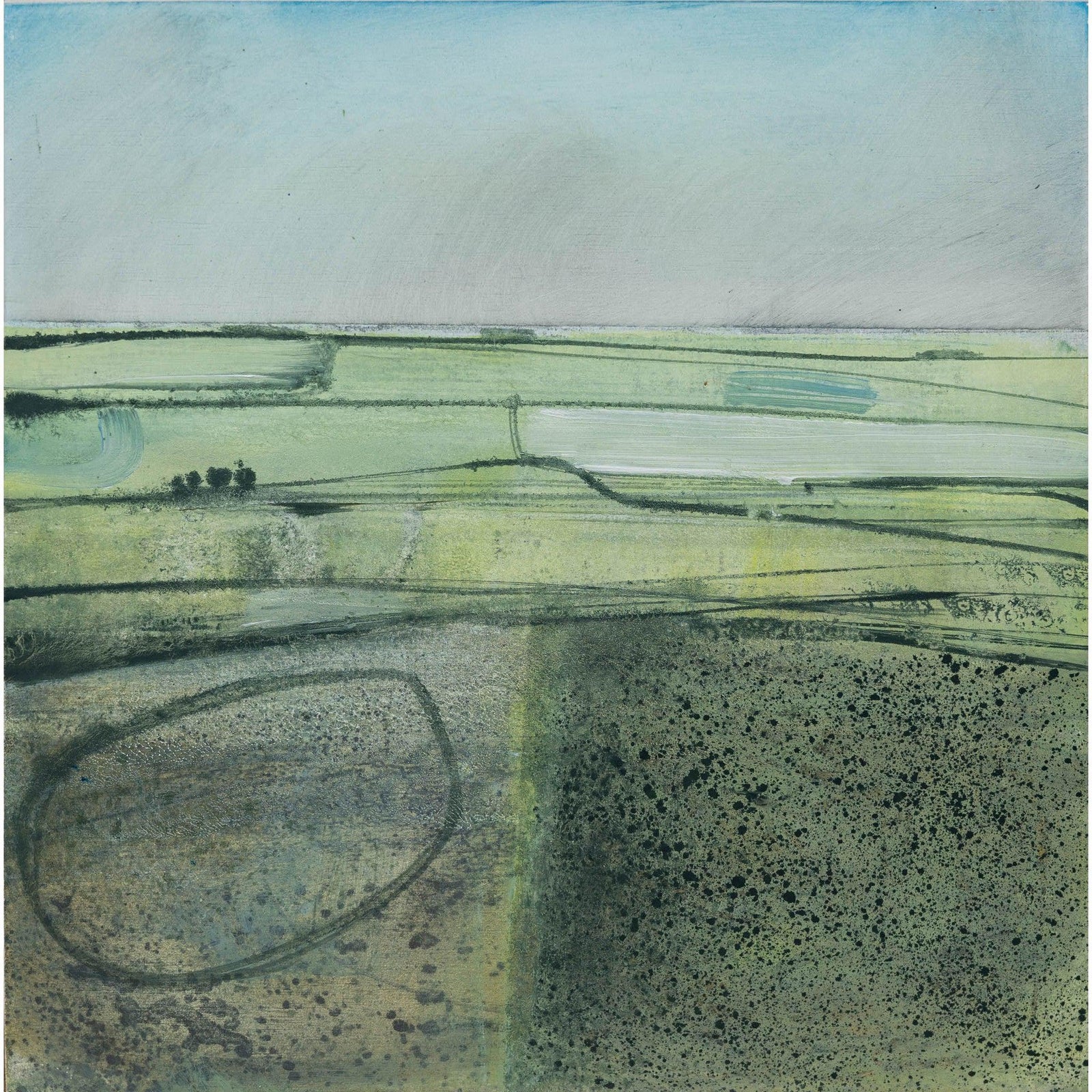 ‘As seen through a haze’ oil on wood block by Ruth Taylor, available at Padstow Gallery, Cornwall