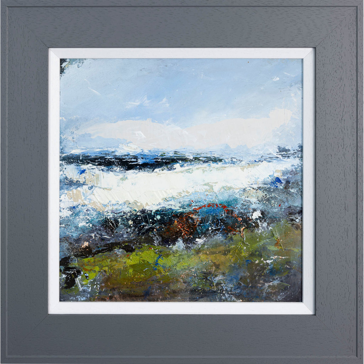 Low Cloud and Waves an oil original by Ian Rawnsley, available at Padstow Gallery, Cornwall