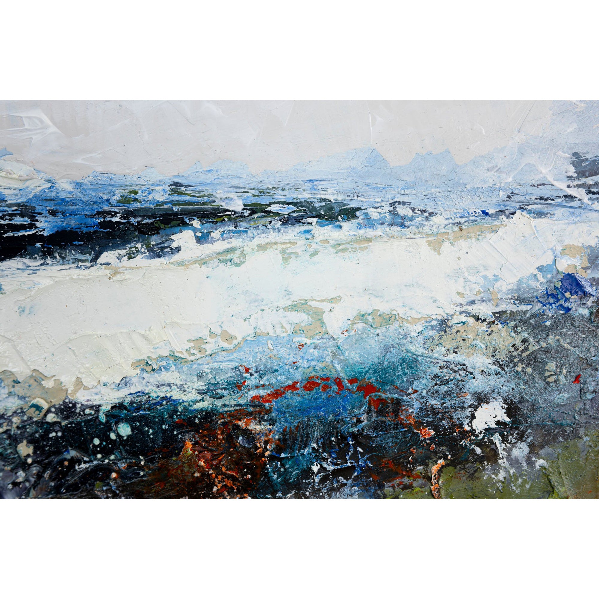 Low Cloud and Waves an oil original by Ian Rawnsley, available at Padstow Gallery, Cornwall