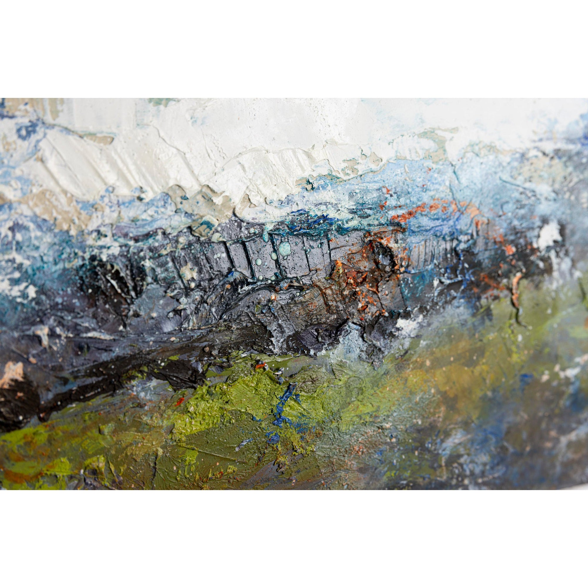 Low Cloud and Waves an oil original by Ian Rawnsley, available at Padstow Gallery, Cornwall