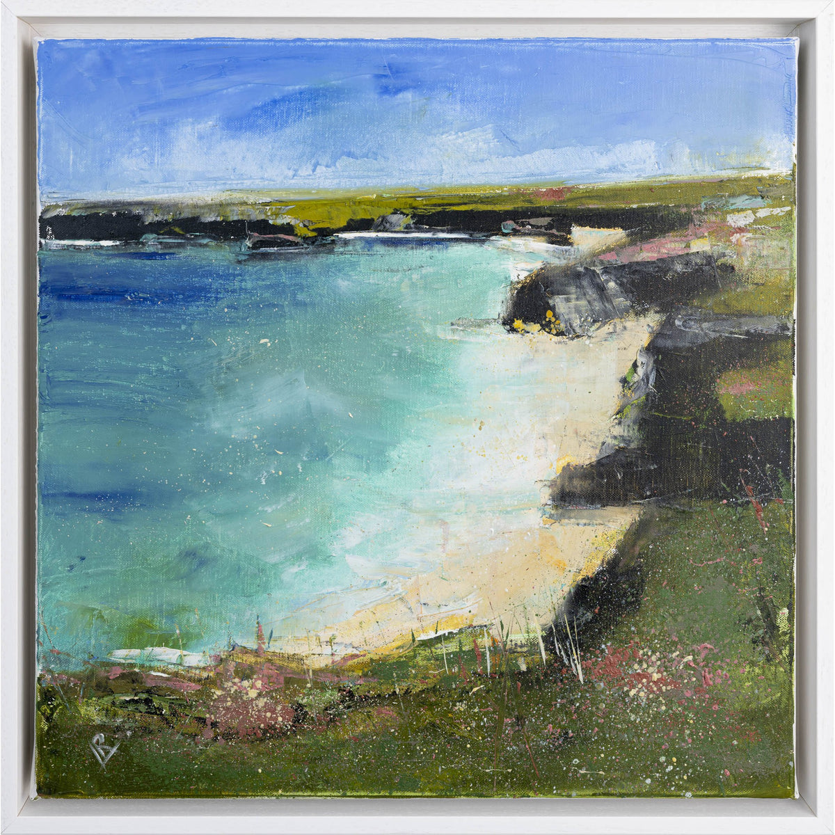 Mother Iveys Bay an oil original by Ian Rawnsley, available at Padstow Gallery, Cornwall