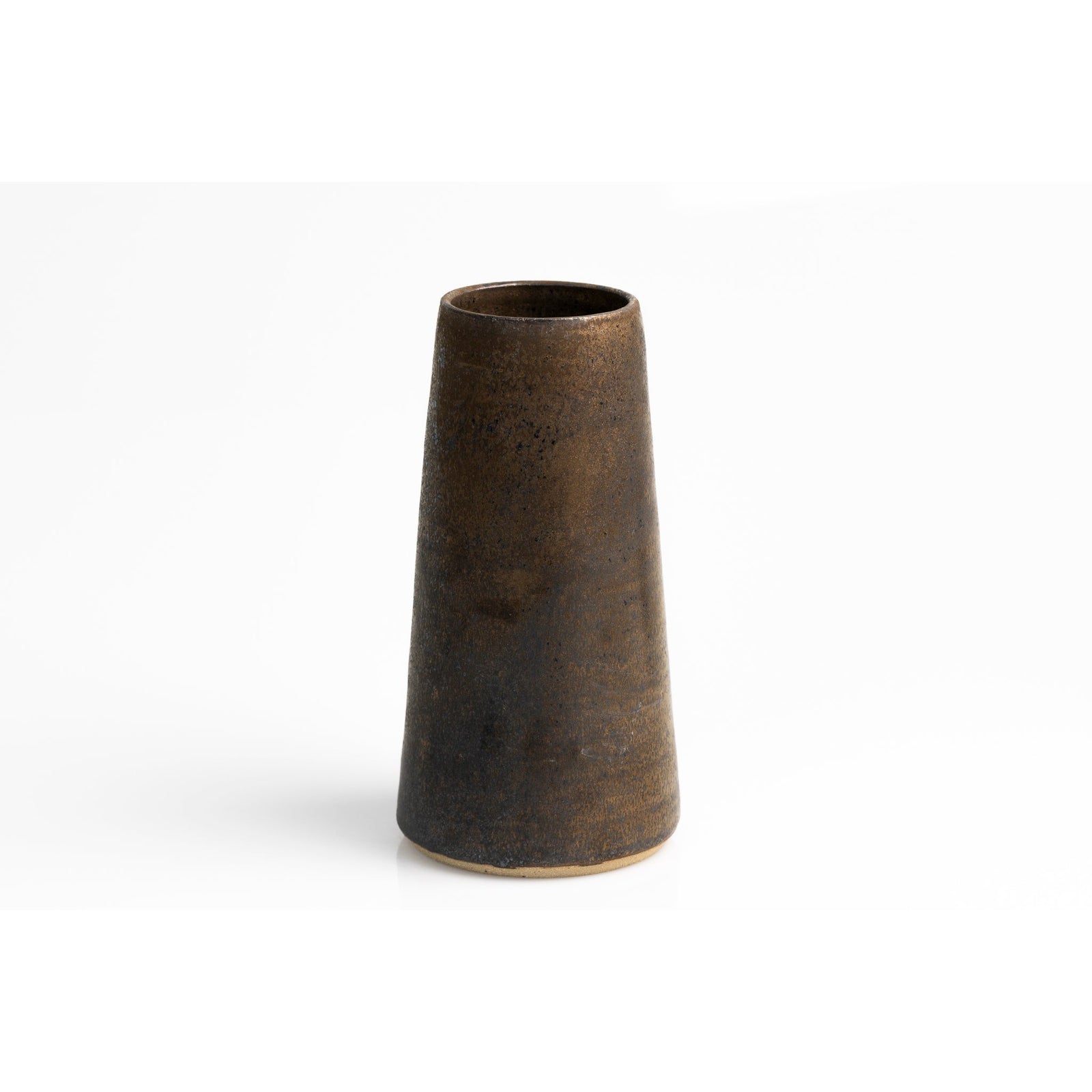 GC08 Dark Gold Glaze Tall Tapered Vase by Gail Cooper, available at Padstow Gallery, Cornwall