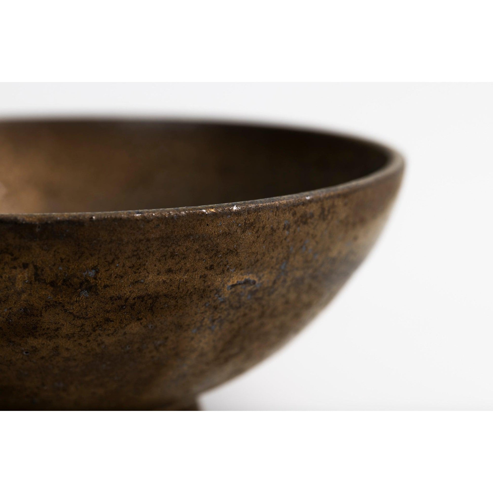 GC06 Dark Gold Glaze Footed Bowl by Gail Cooper, available at Padstow Gallery, Cornwall