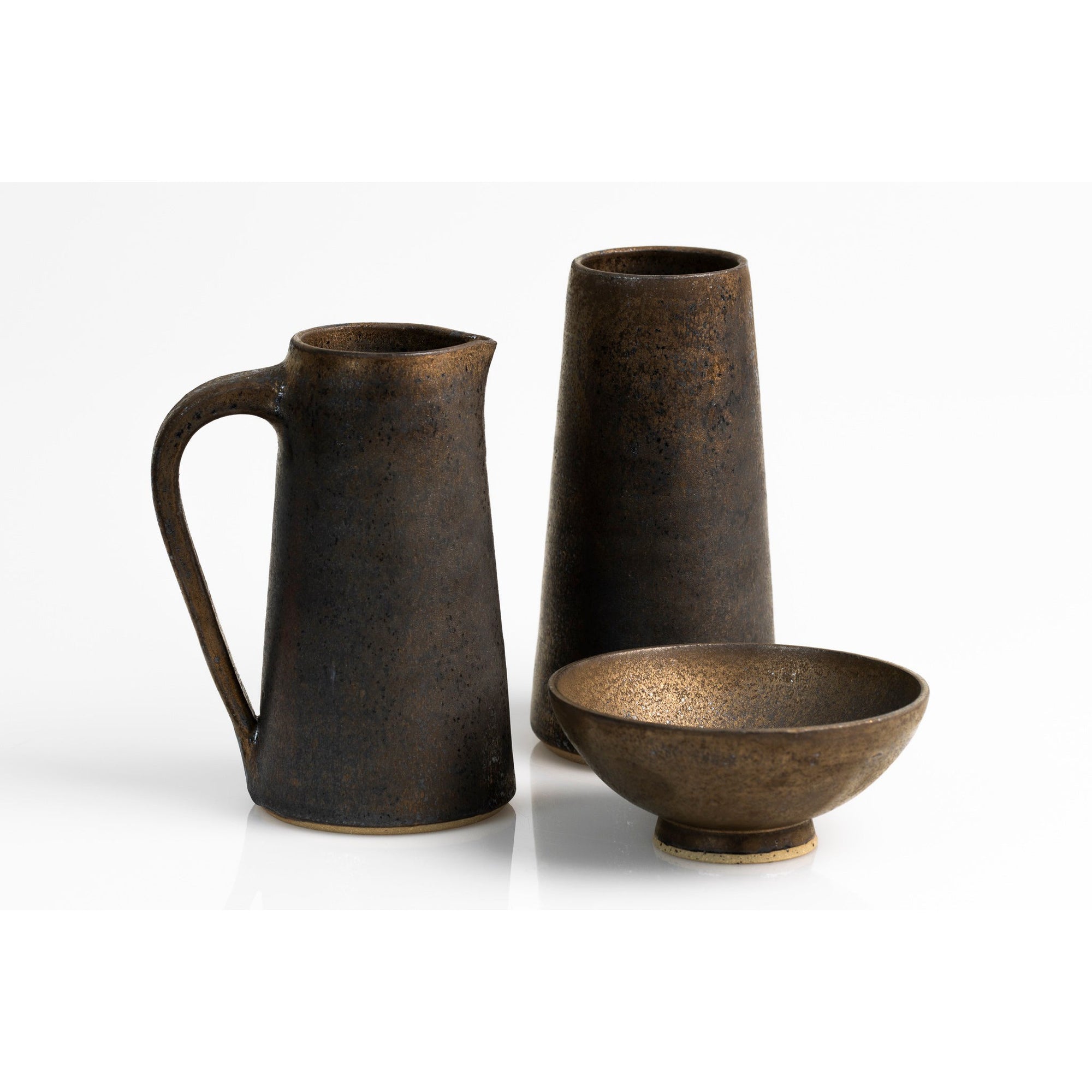 GC07 Dark Gold Glaze Tall Handled Pitcher by Gail Cooper, available at Padstow Gallery, Cornwall