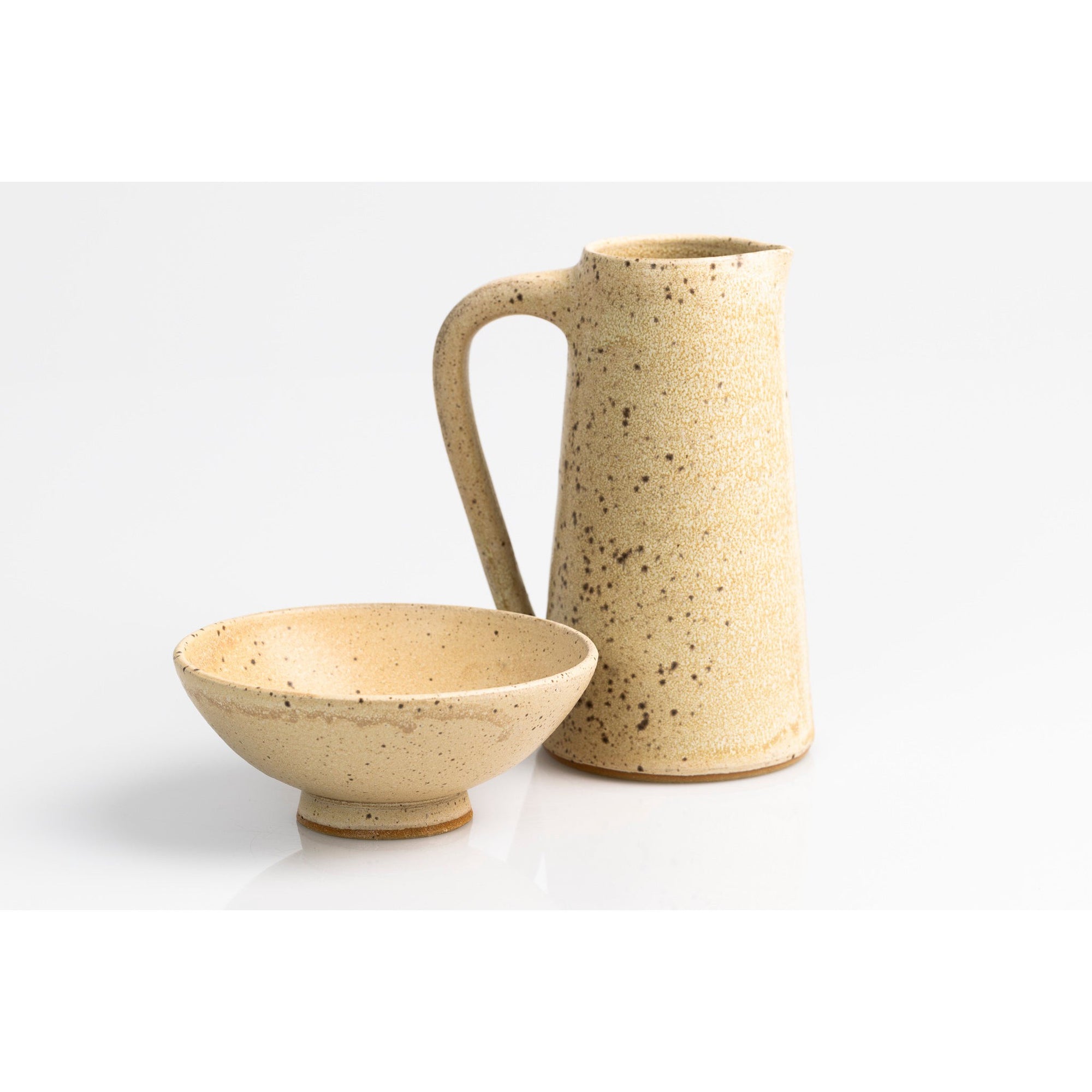 GC09 Cream Speckled Tall Handled Pitcher by Gail Cooper, available at Padstow Gallery, Cornwall