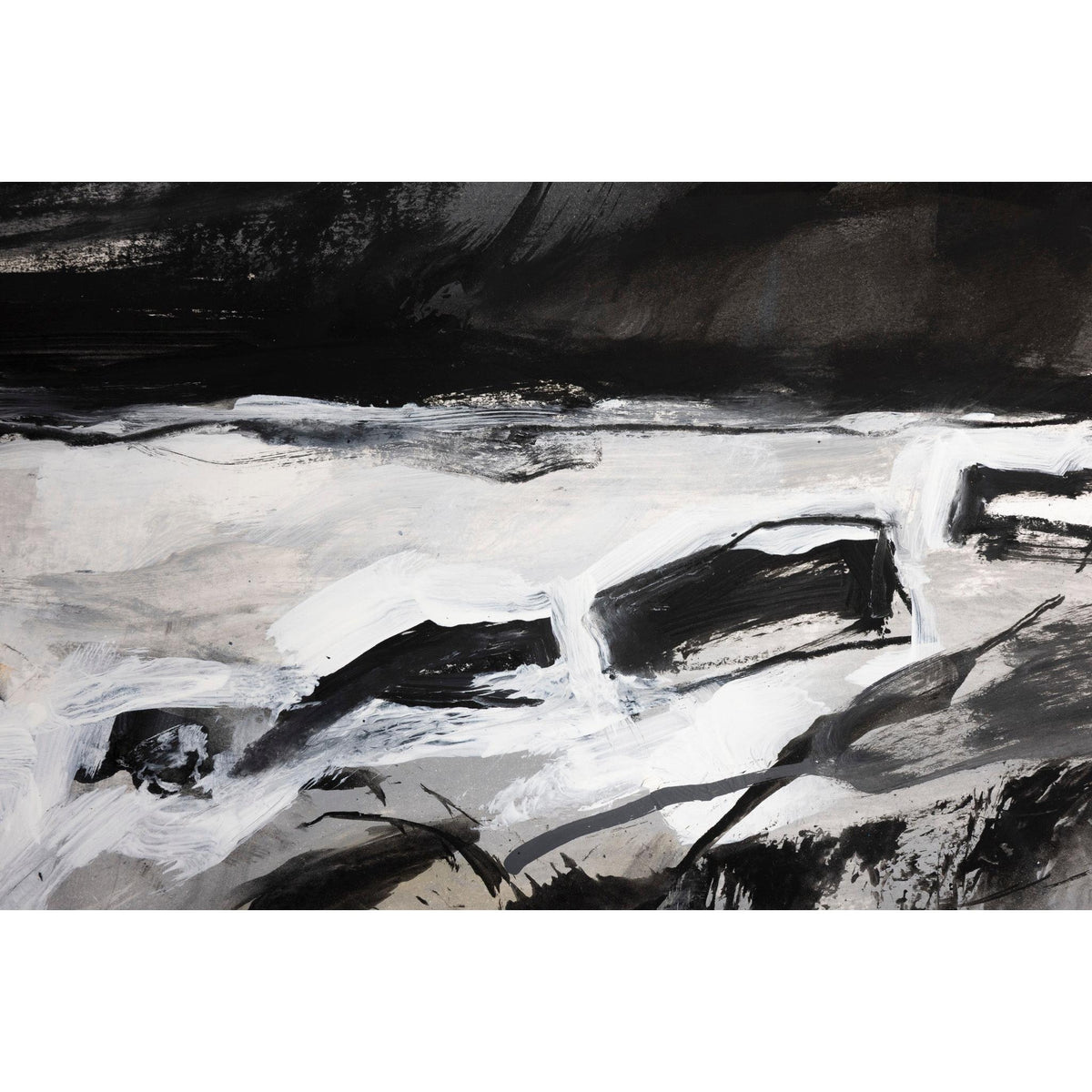 Rocky Shore mixed media framed painting by Jo Ellis available at Padstow Gallery, Cornwall