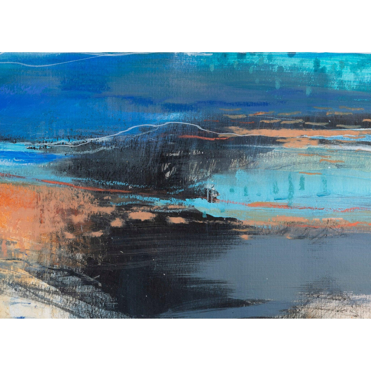 Elemental Waves mixed media framed painting by Jo Ellis available at Padstow Gallery, Cornwall