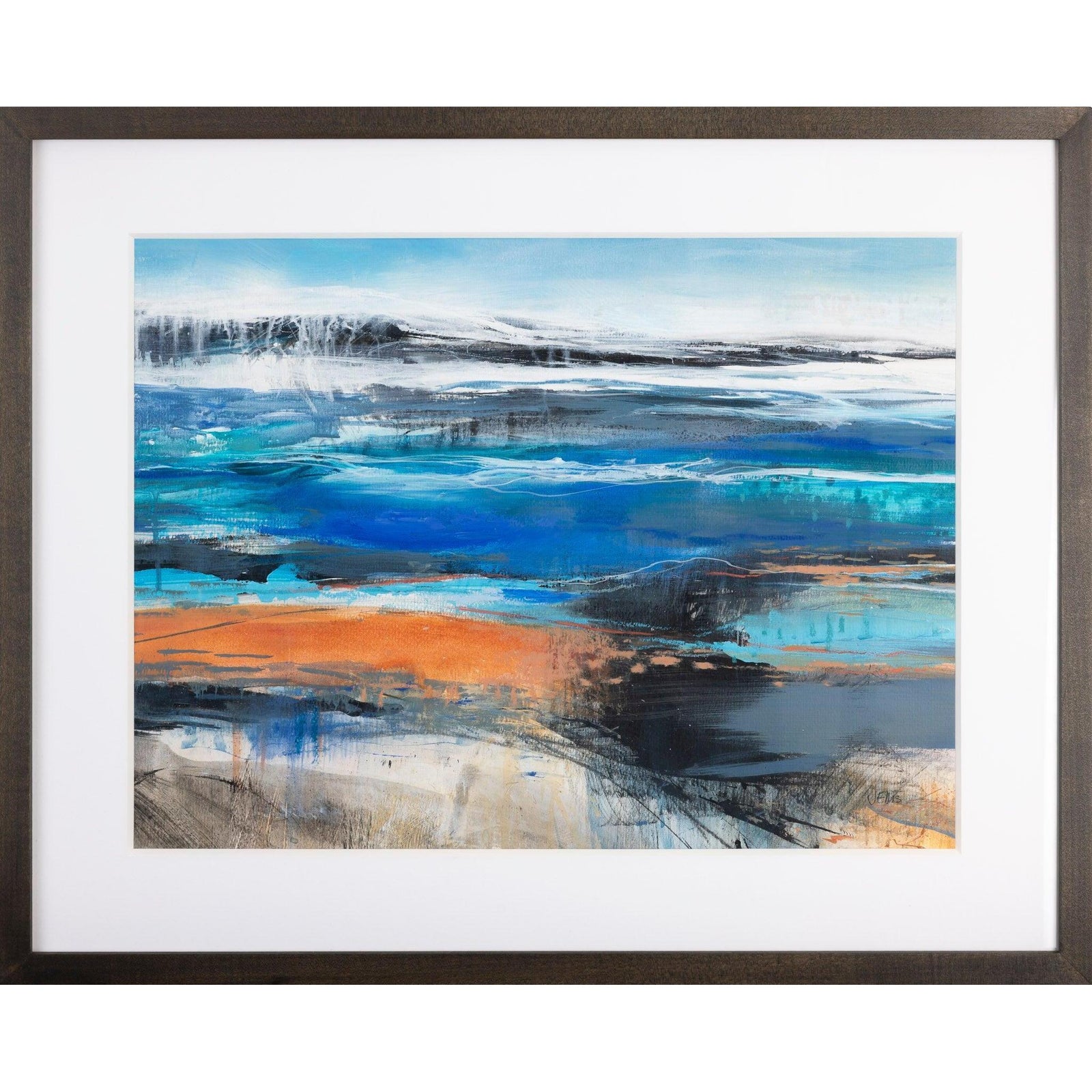 Elemental Waves mixed media framed painting by Jo Ellis available at Padstow Gallery, Cornwall