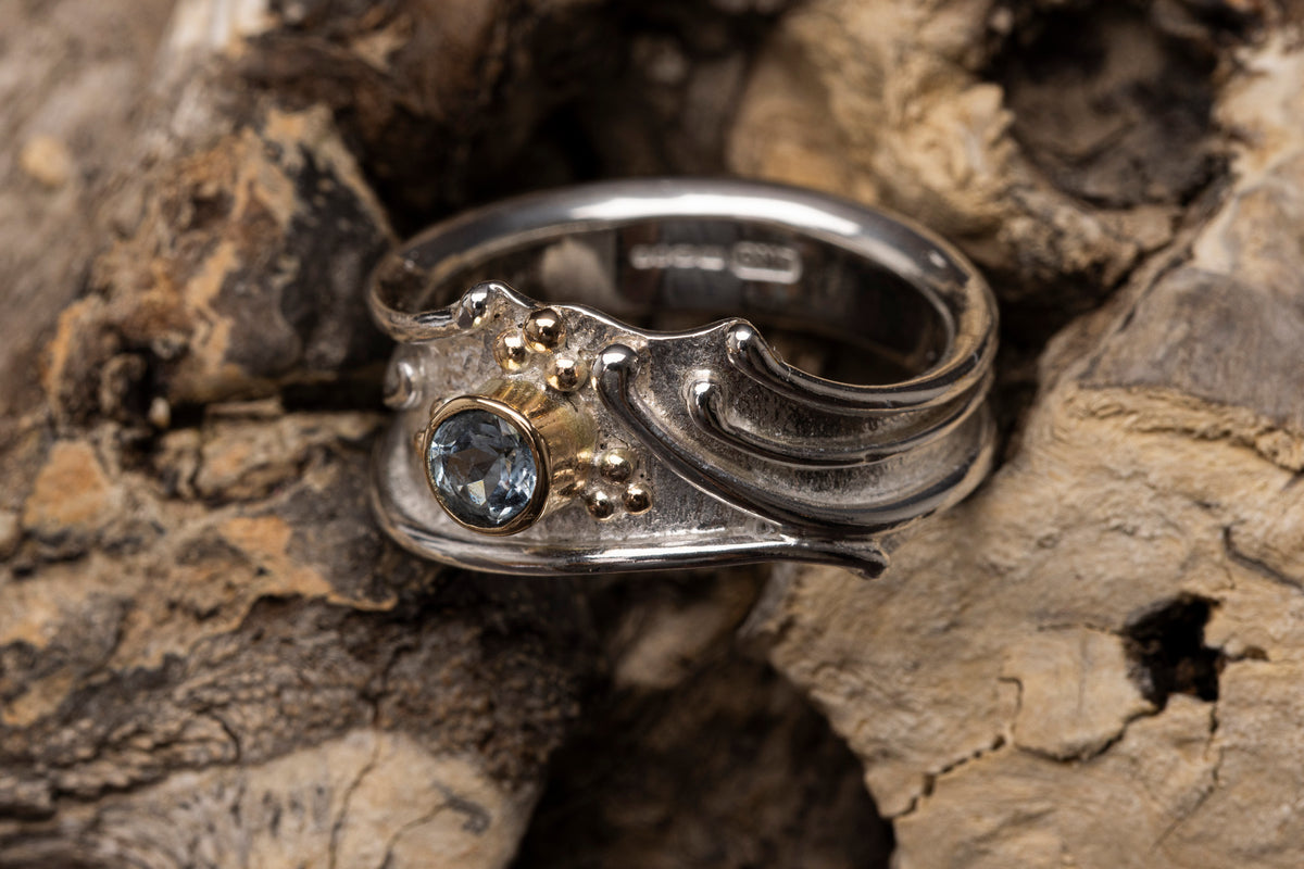 LG169 - Silver and 9ct Gold Topaz Ring by Les Grimshaw available at Padstow Gallery Cornwall