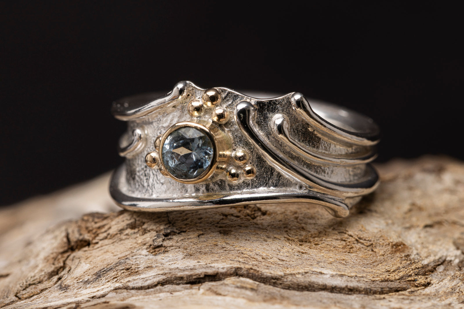 LG169 - Silver and 9ct Gold Topaz Ring by Les Grimshaw available at Padstow Gallery Cornwall