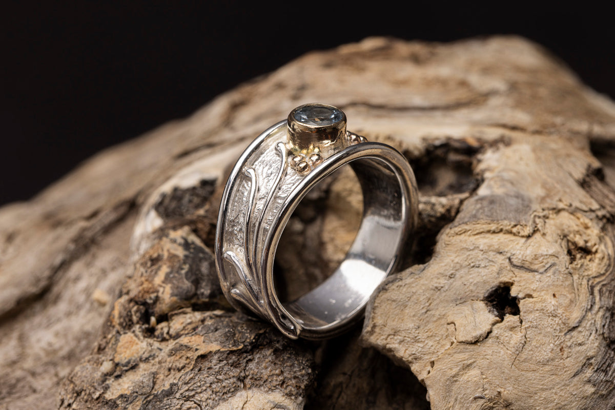 LG170 - Silver and 9ct Gold Topaz Ring by Les Grimshaw available at Padstow Gallery Cornwall