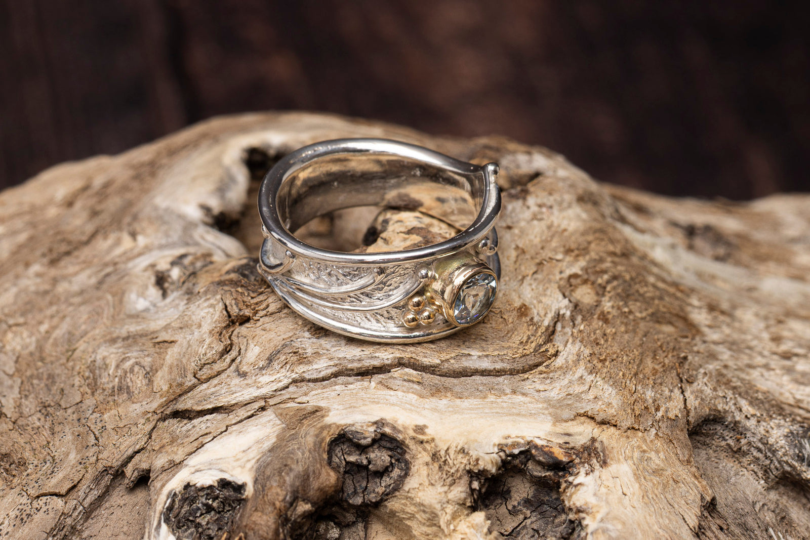 LG170 - Silver and 9ct Gold Topaz Ring by Les Grimshaw available at Padstow Gallery Cornwall