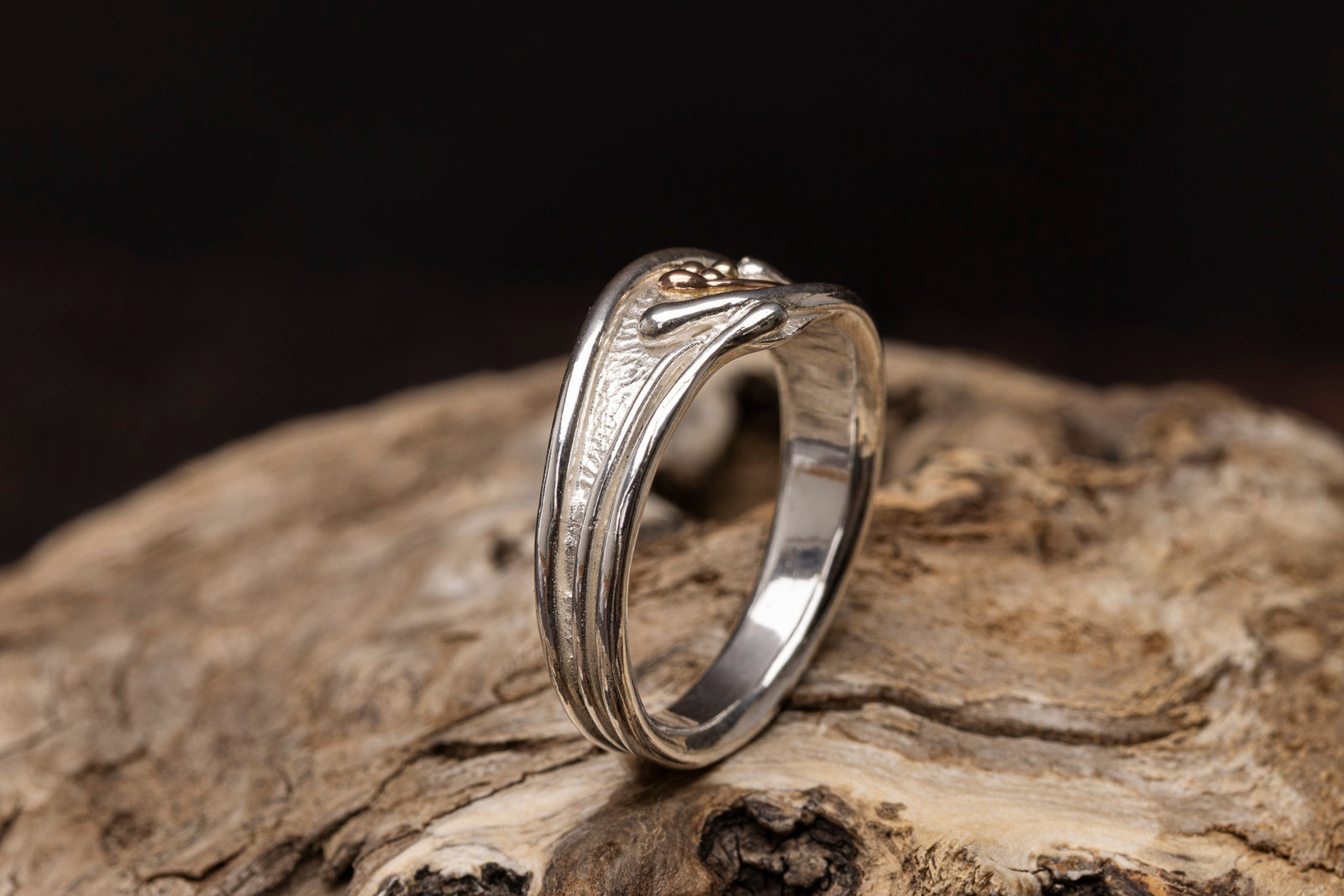 LG162 - Silver and 9ct Gold Beads Ring by Les Grimshaw available at Padstow Gallery Cornwall