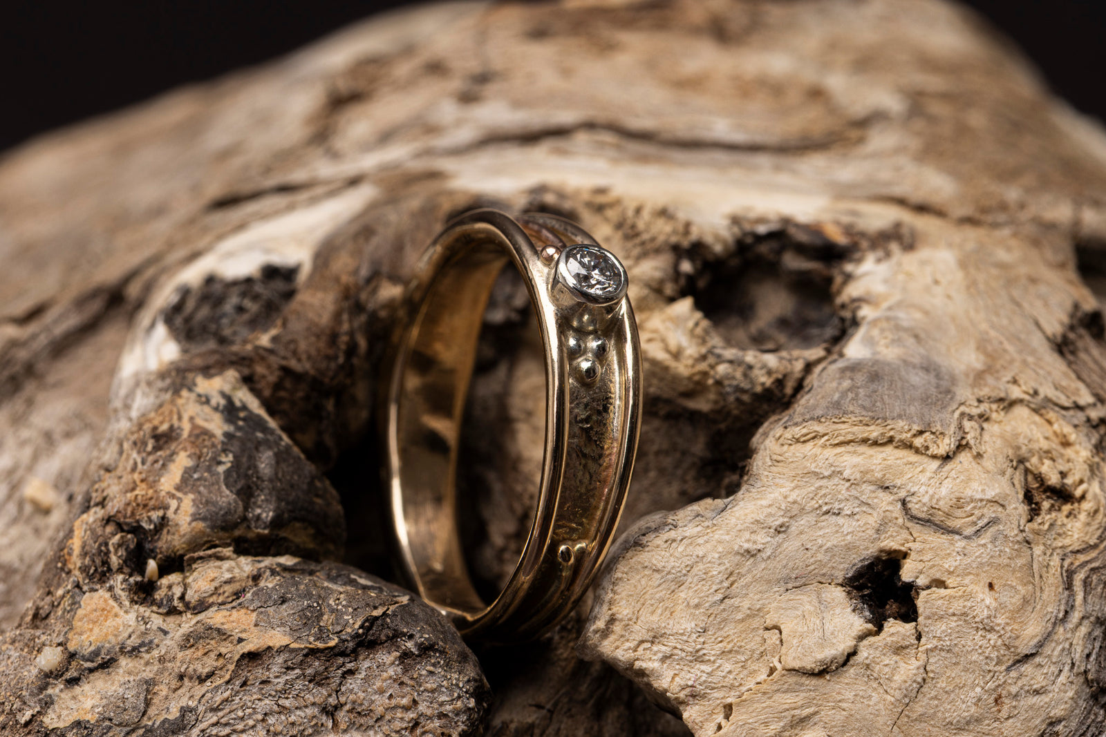 LG173 - 9ct Yellow & Red Gold 3mm Diamond Ring by Les Grimshaw available at Padstow Gallery Cornwall