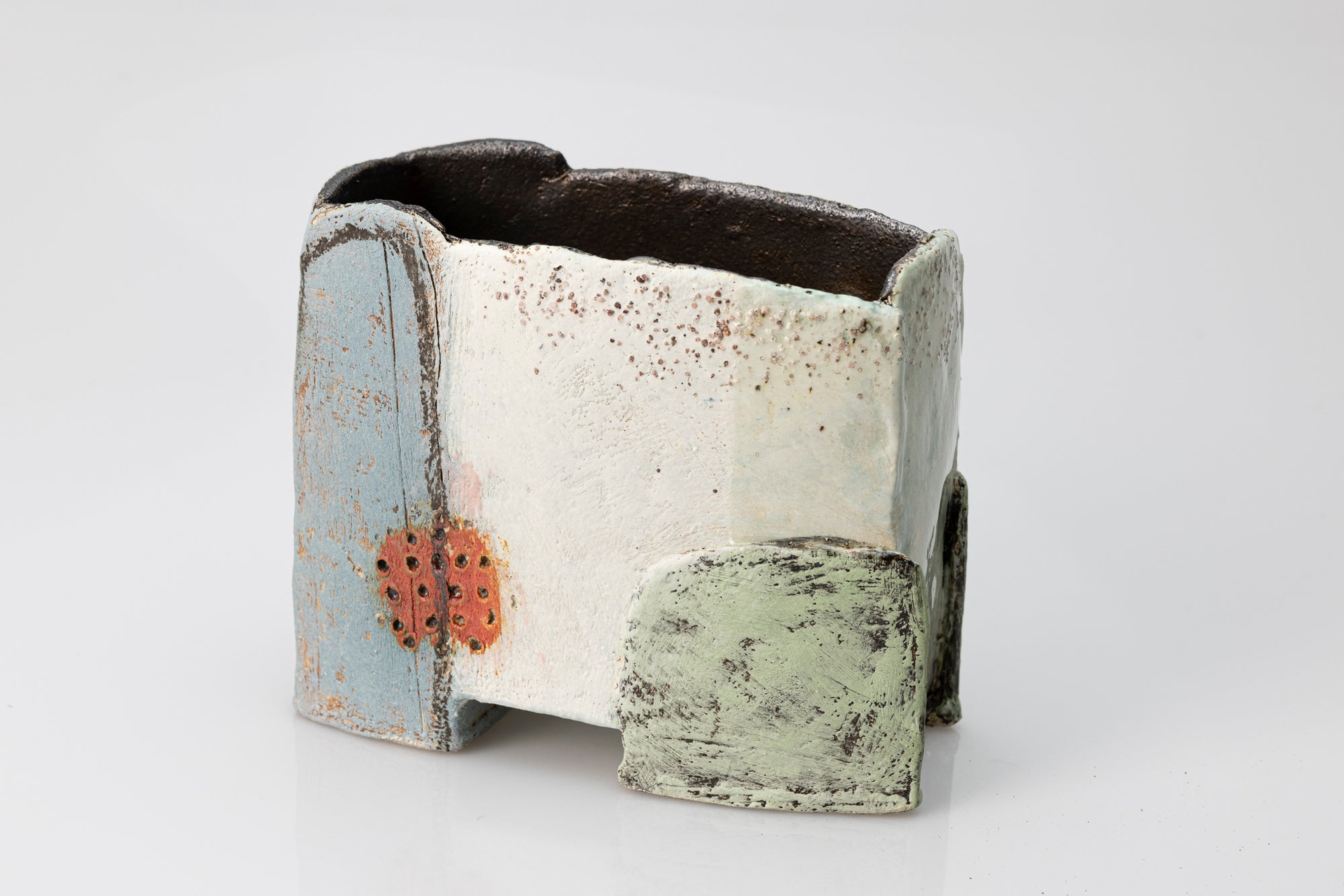 Between Fields slab-built vessel by Craig Underhill, available at Padstow Gallery Cornwall