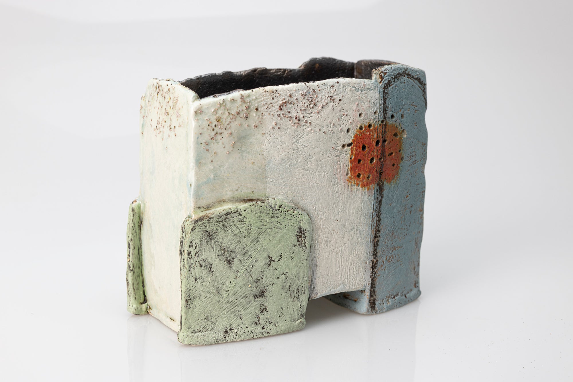 Between Fields slab-built vessel by Craig Underhill, available at Padstow Gallery Cornwall