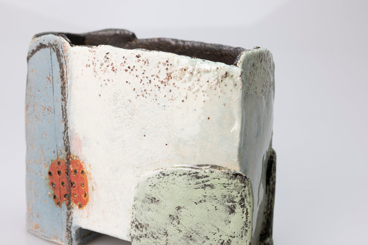 Between Fields slab-built vessel by Craig Underhill, available at Padstow Gallery Cornwall