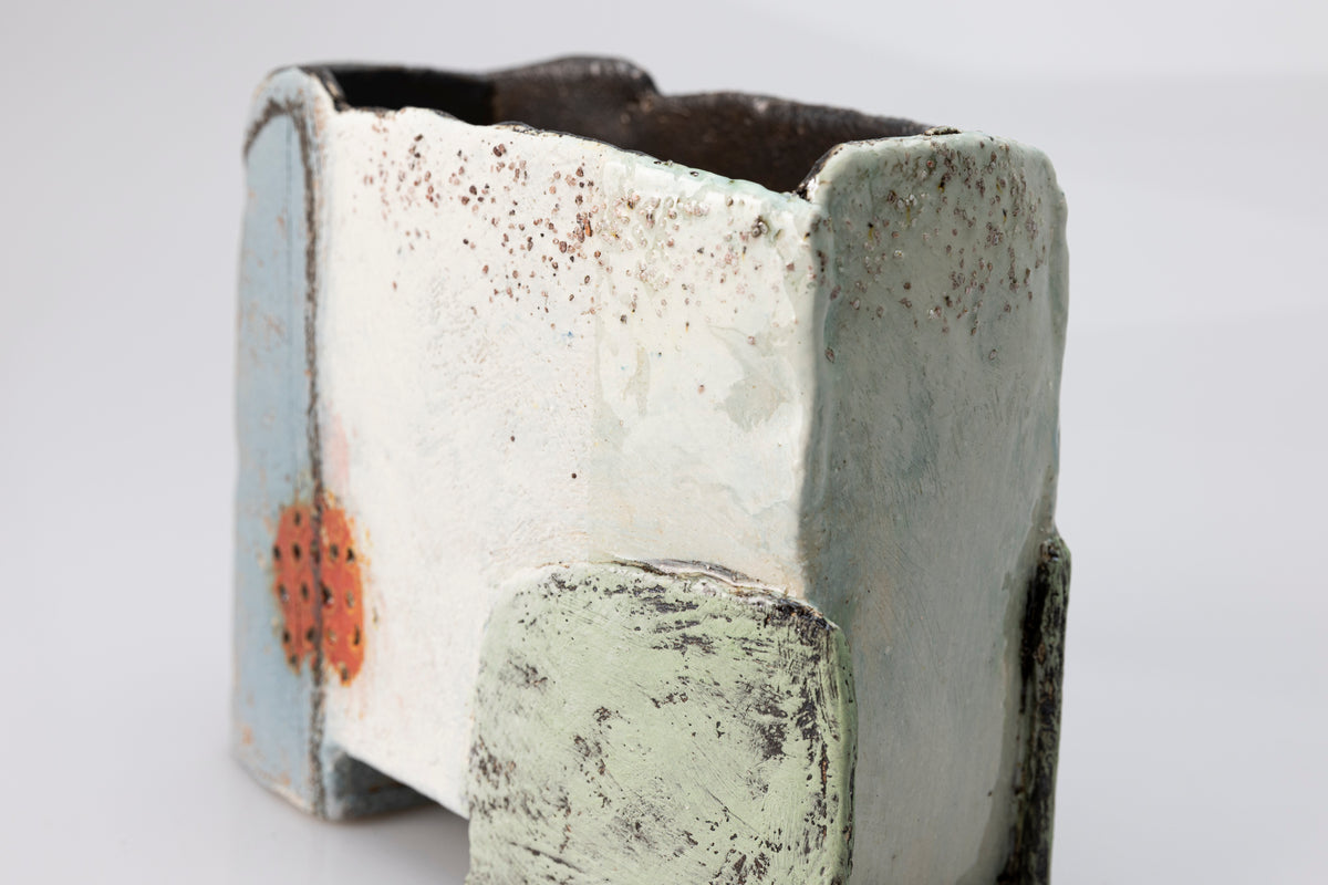 Between Fields slab-built vessel by Craig Underhill, available at Padstow Gallery Cornwall