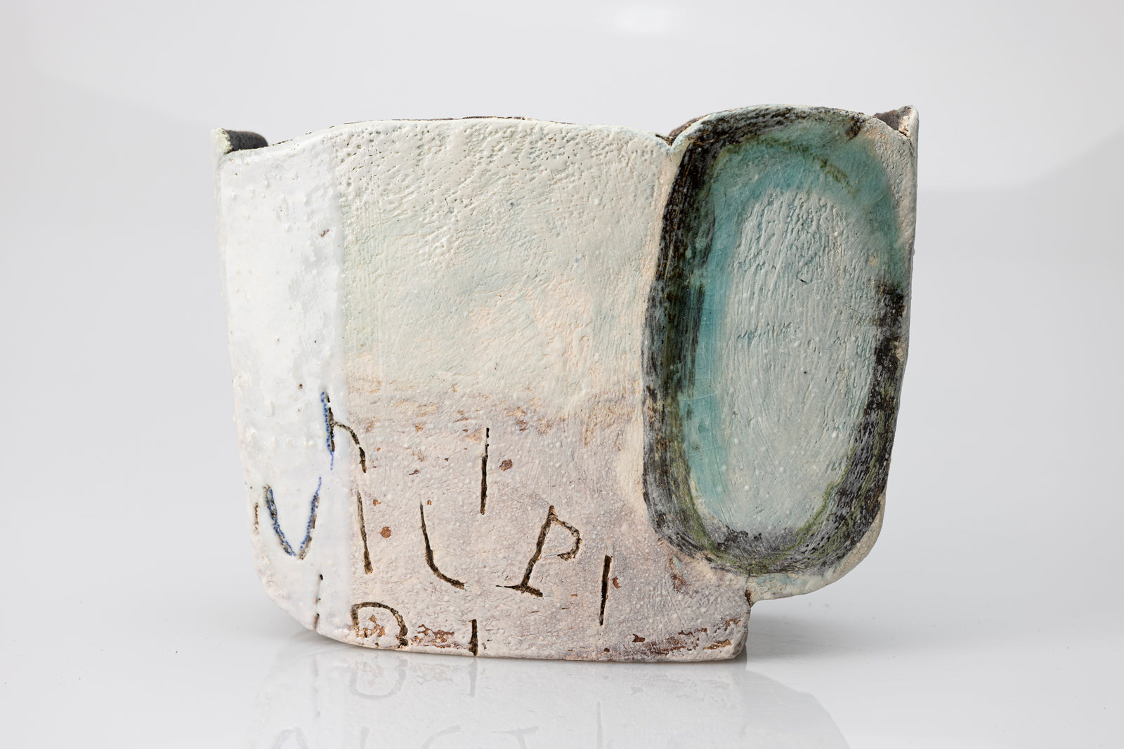 Low Tide Landscape slab-built vessel by Craig Underhill, available at Padstow Gallery Cornwall