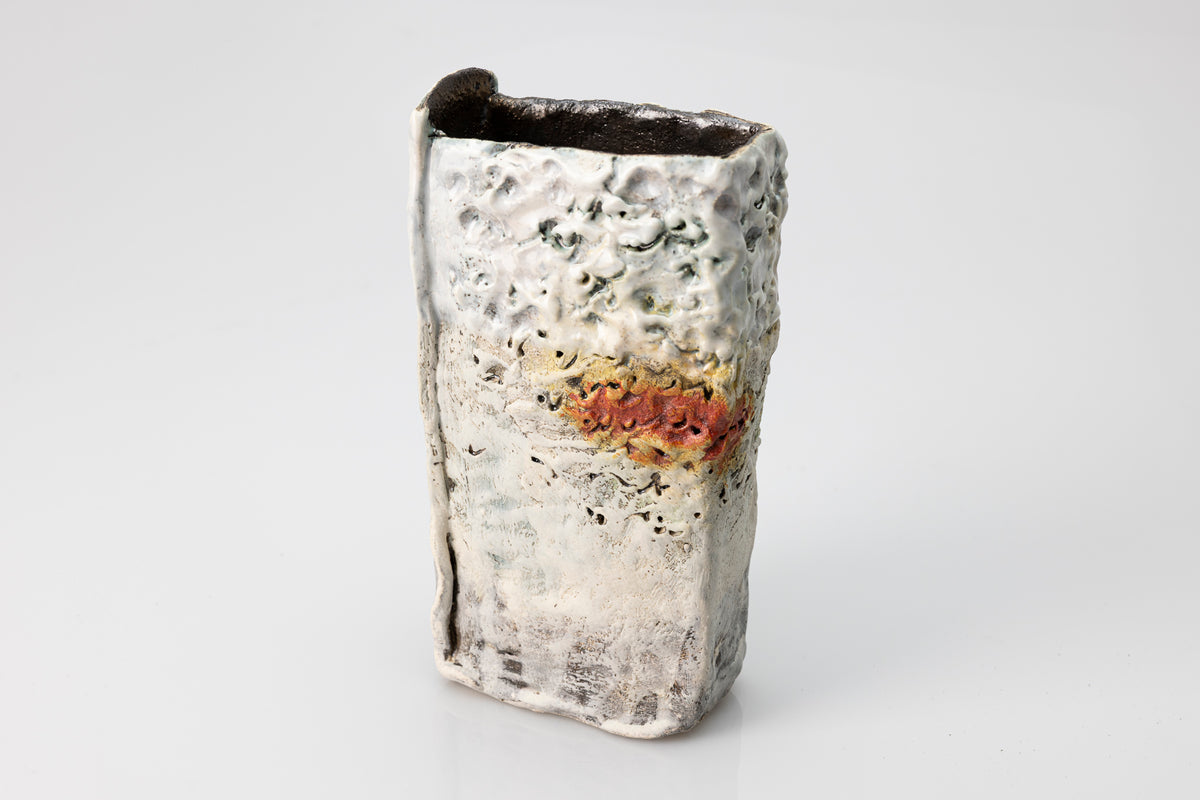 White Walk slab-built vessel by Craig Underhill, available at Padstow Gallery Cornwall