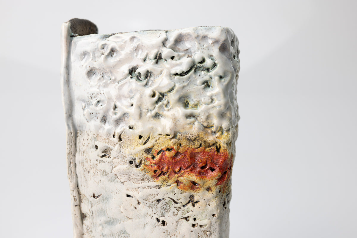 White Walk slab-built vessel by Craig Underhill, available at Padstow Gallery Cornwall