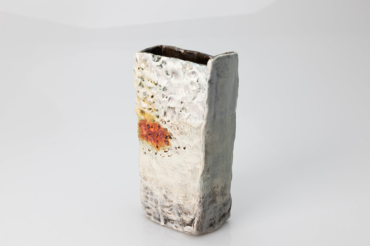 White Walk slab-built vessel by Craig Underhill, available at Padstow Gallery Cornwall